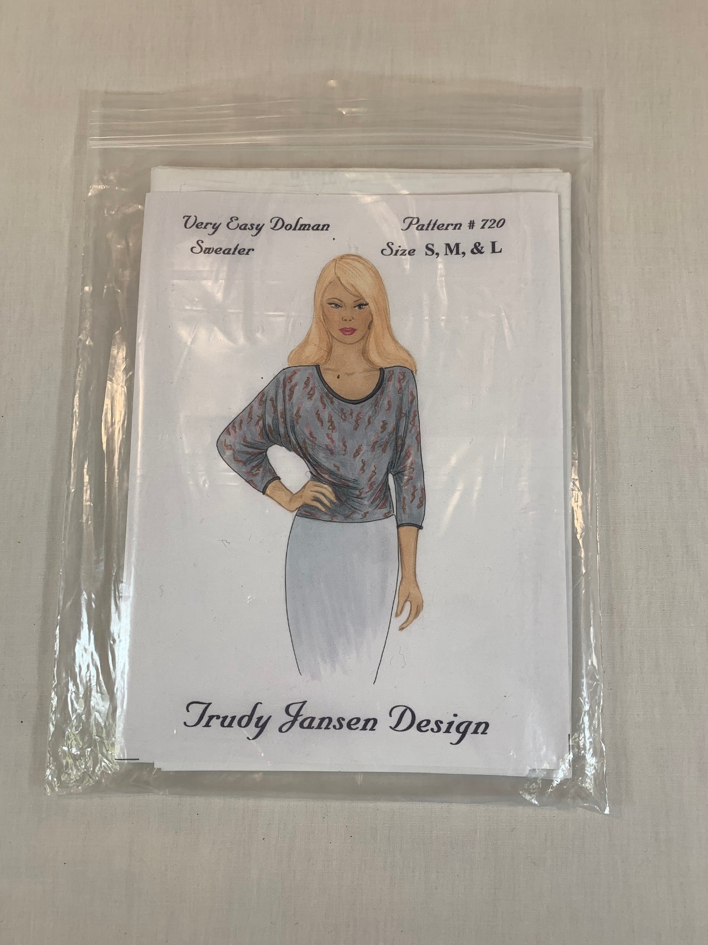 Trudy Jansen Design Pattern 720 Dolman Sweater, Size S-L