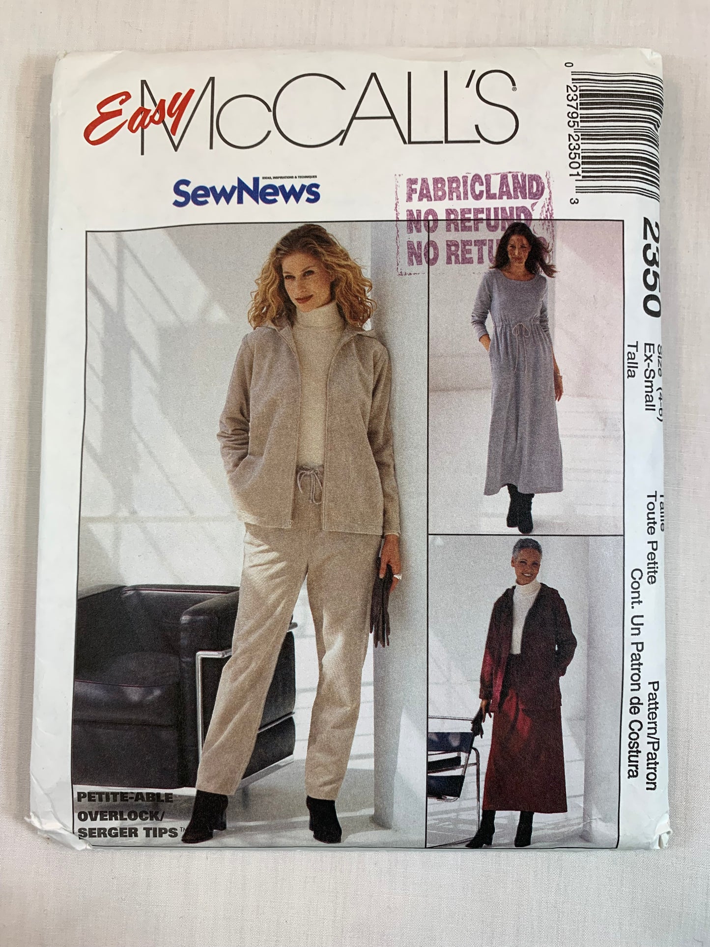 McCall's 2350 Misses' Jacket, Skirt, Pants, Dress, Size 4-6, Uncut, Vintage 1999