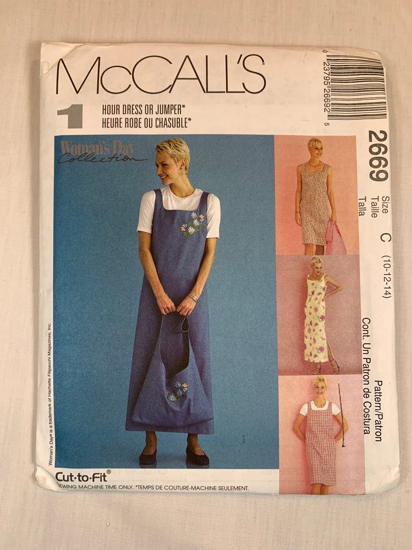 McCall's 2669 Misses' Jumper, Tote, Dress, Size 10-14, Uncut, 2000