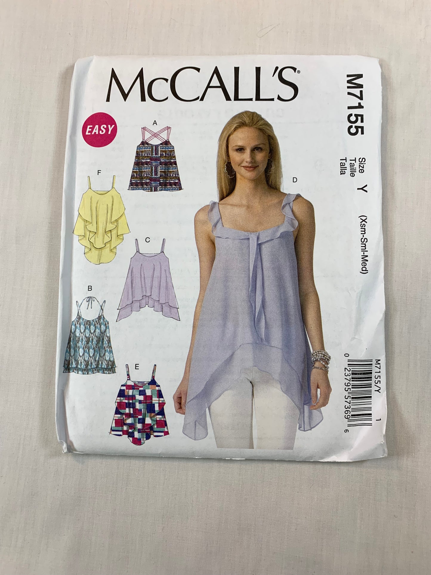 McCall's M7155 Misses' Tops, Size 4-14, Uncut, 2015