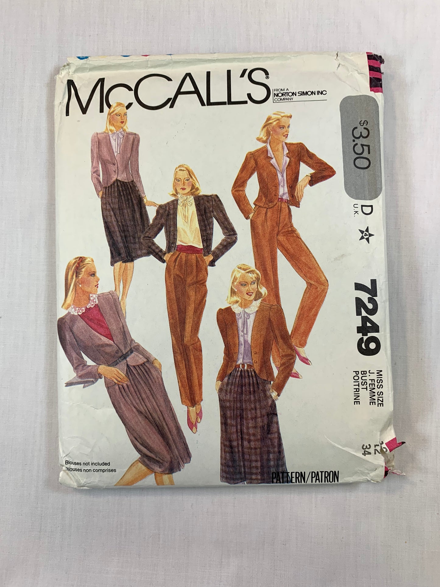 McCall's 2025 Misses' Jacket, Skirt, Pants, Size 12, Cut, Vintage 1980