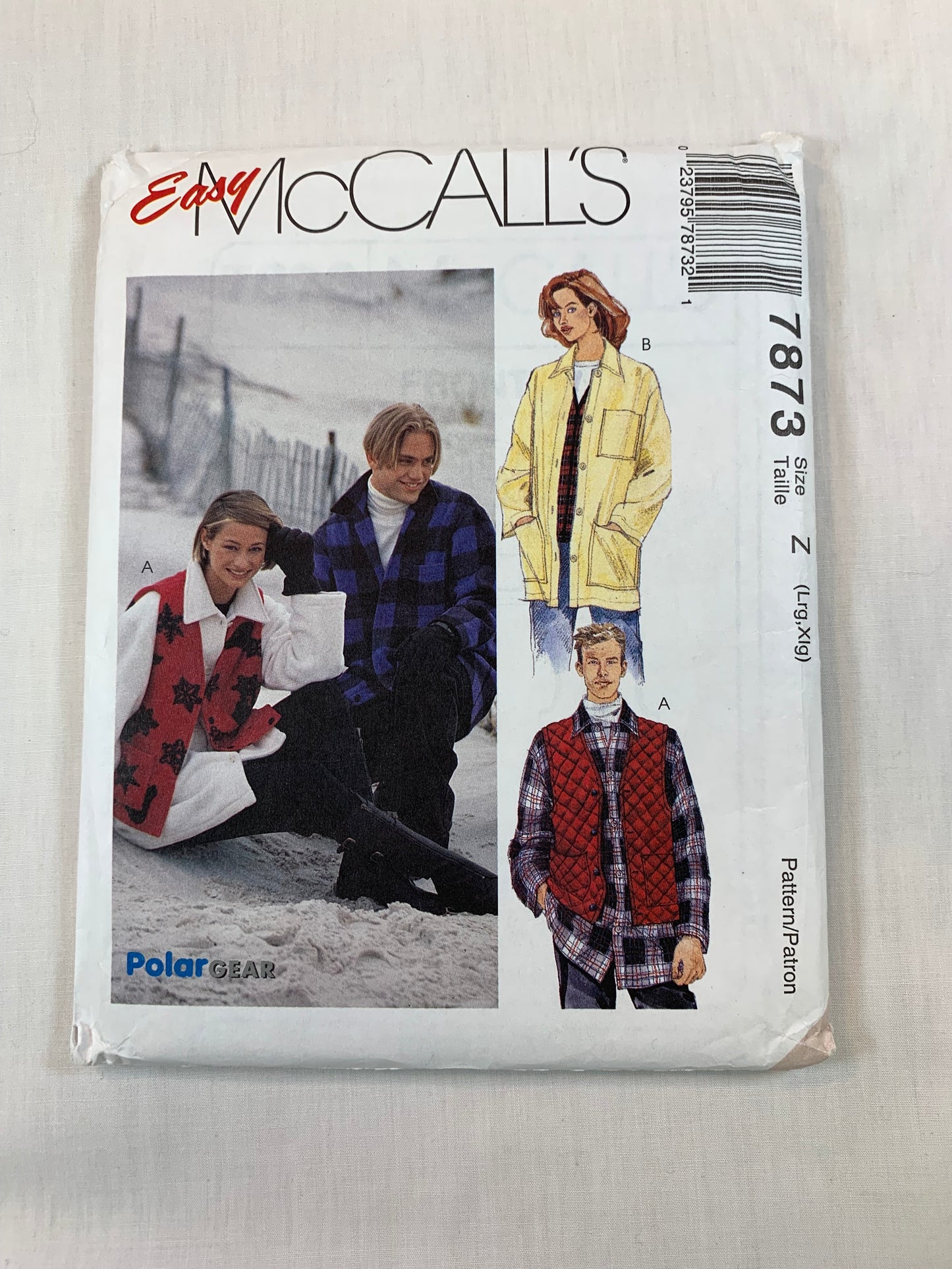 McCall's 7873 Misses' Men's Shirt, Jacket, Lined Vest, Size 34-44, Cut, Vintage 1995