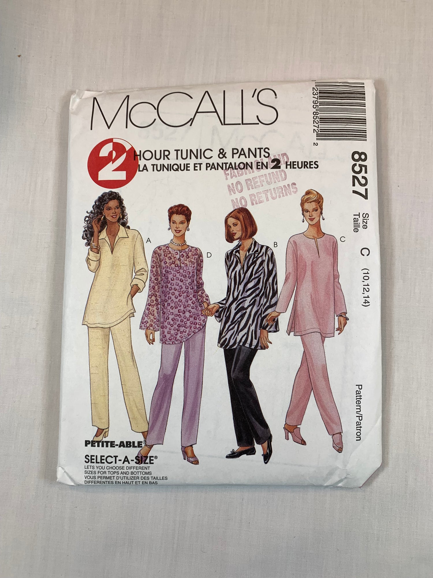 McCall's 8527 Misses' Tunic, Pants, Size10-14, Uncut, Vintage 1996