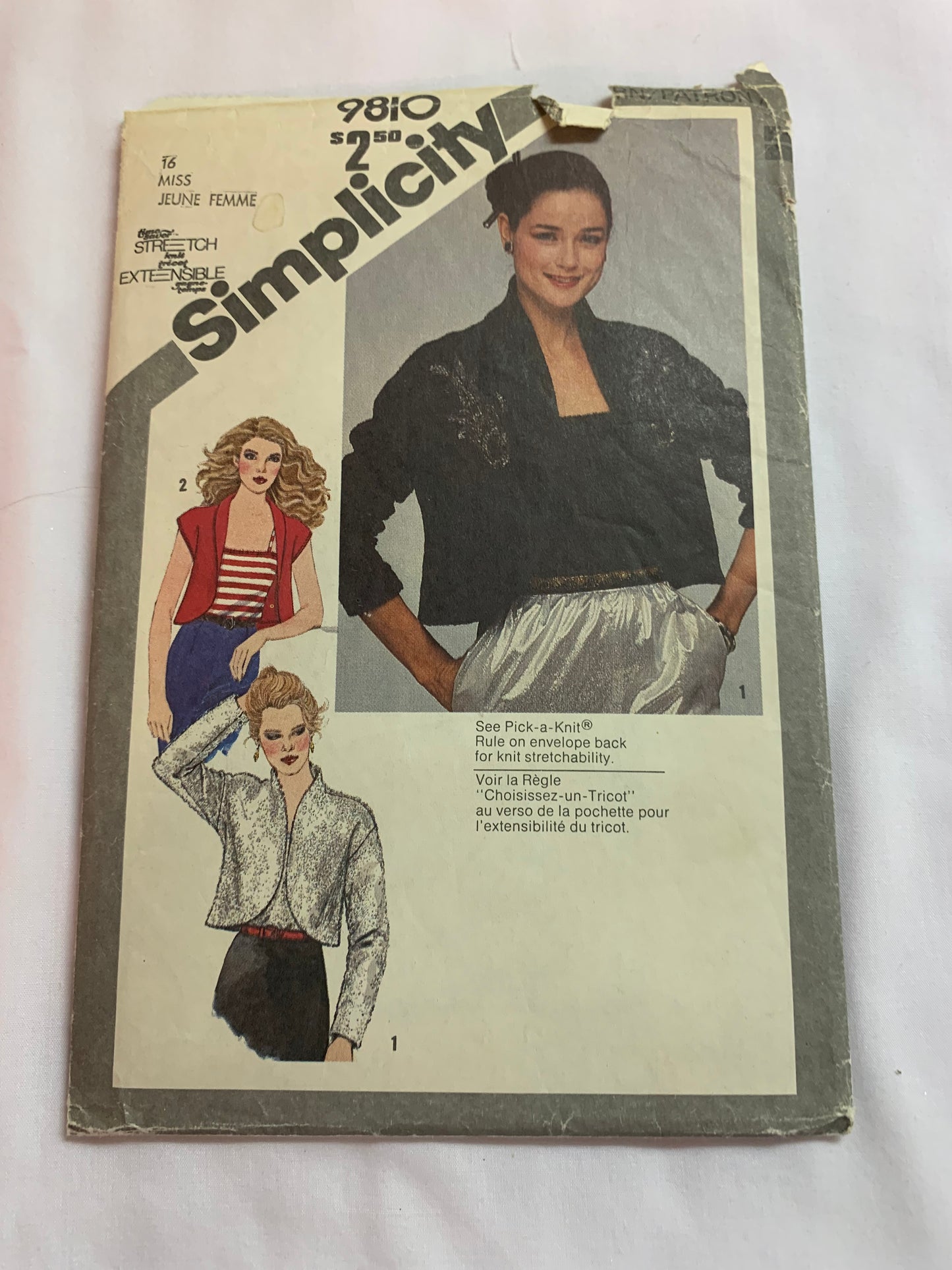 Simplicity Sewing Pattern 9810 Misses' Dress, Unlined Bolero Jacket, Camisole, Size 16, Cut, Vintage 1980