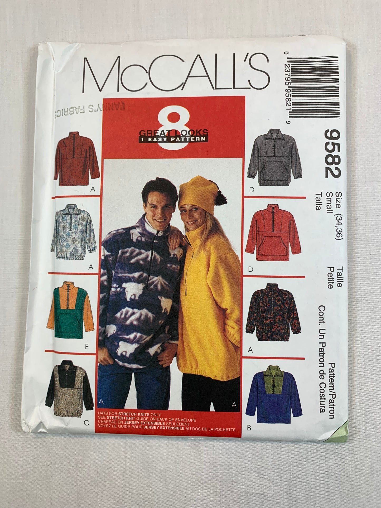 McCall's 9582 Misses' Men's Unisex Jacket, Size 34-36 Uncut, Vintage 1998