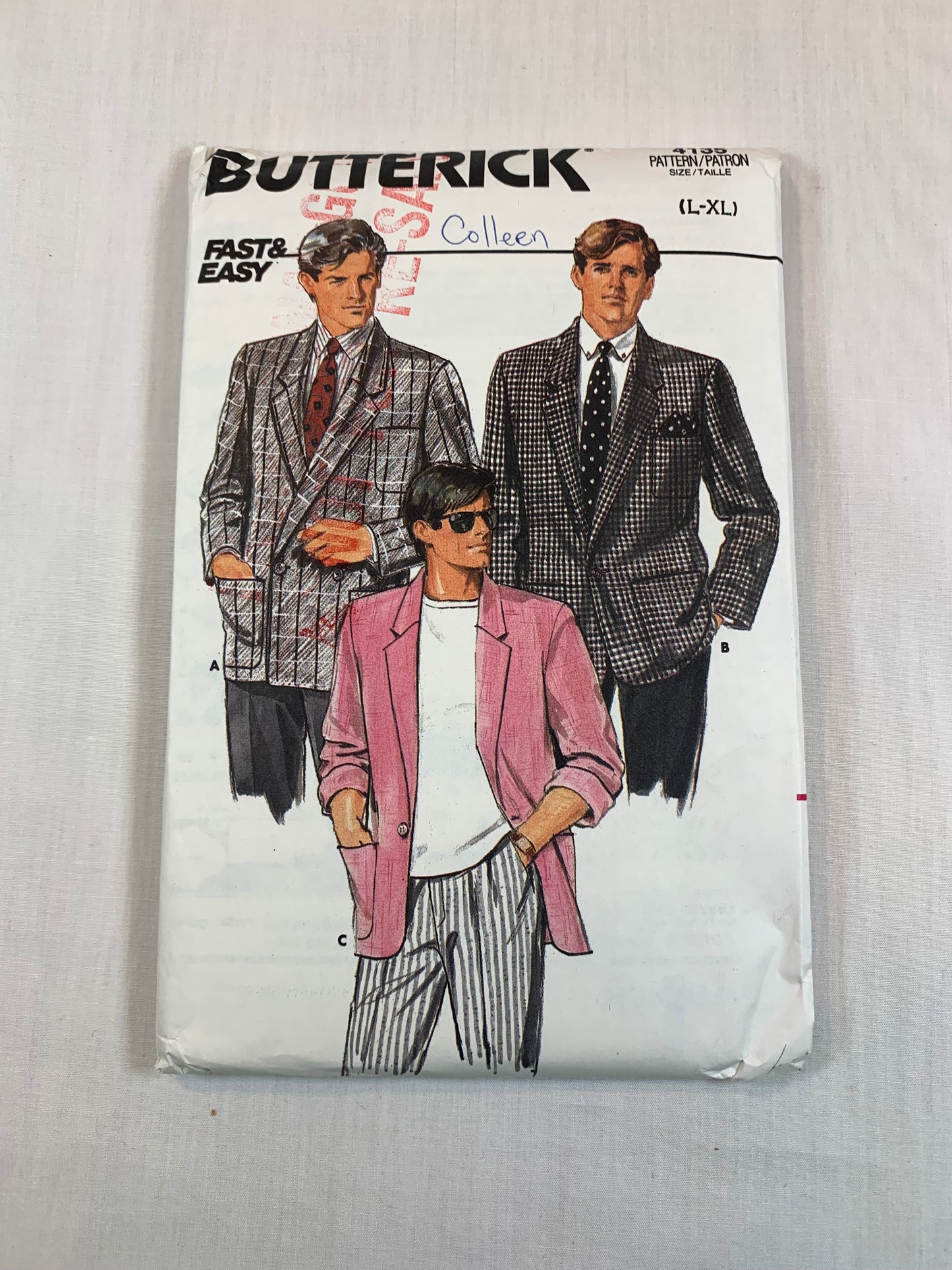 Butterick 4135, Men's Jacket, Size 44-48, Uncut, Vintage 1986