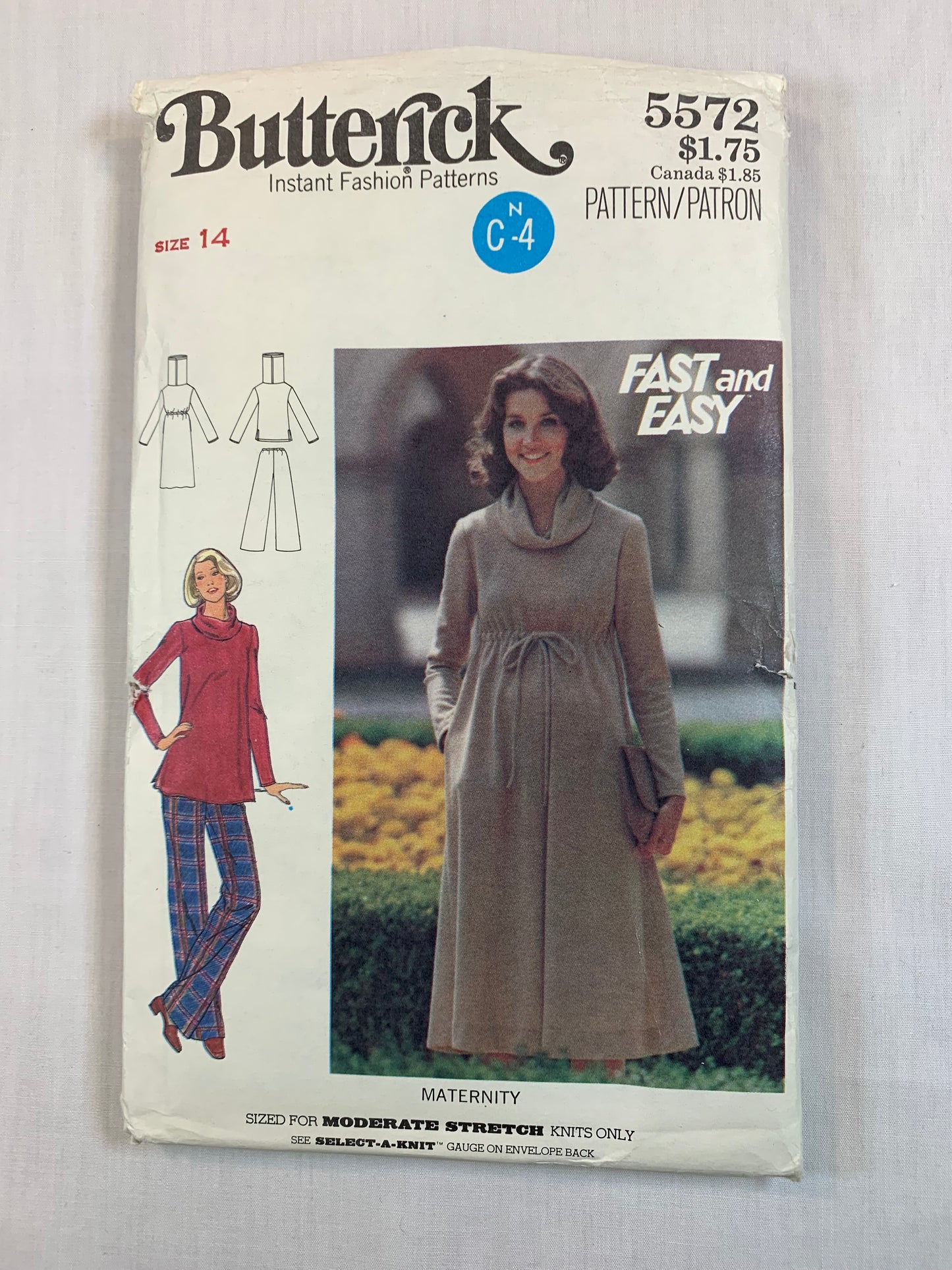 Butterick 5572 Misses' Maternity Dress, Top, Pants, Size 14, Uncut, Vintage 1986