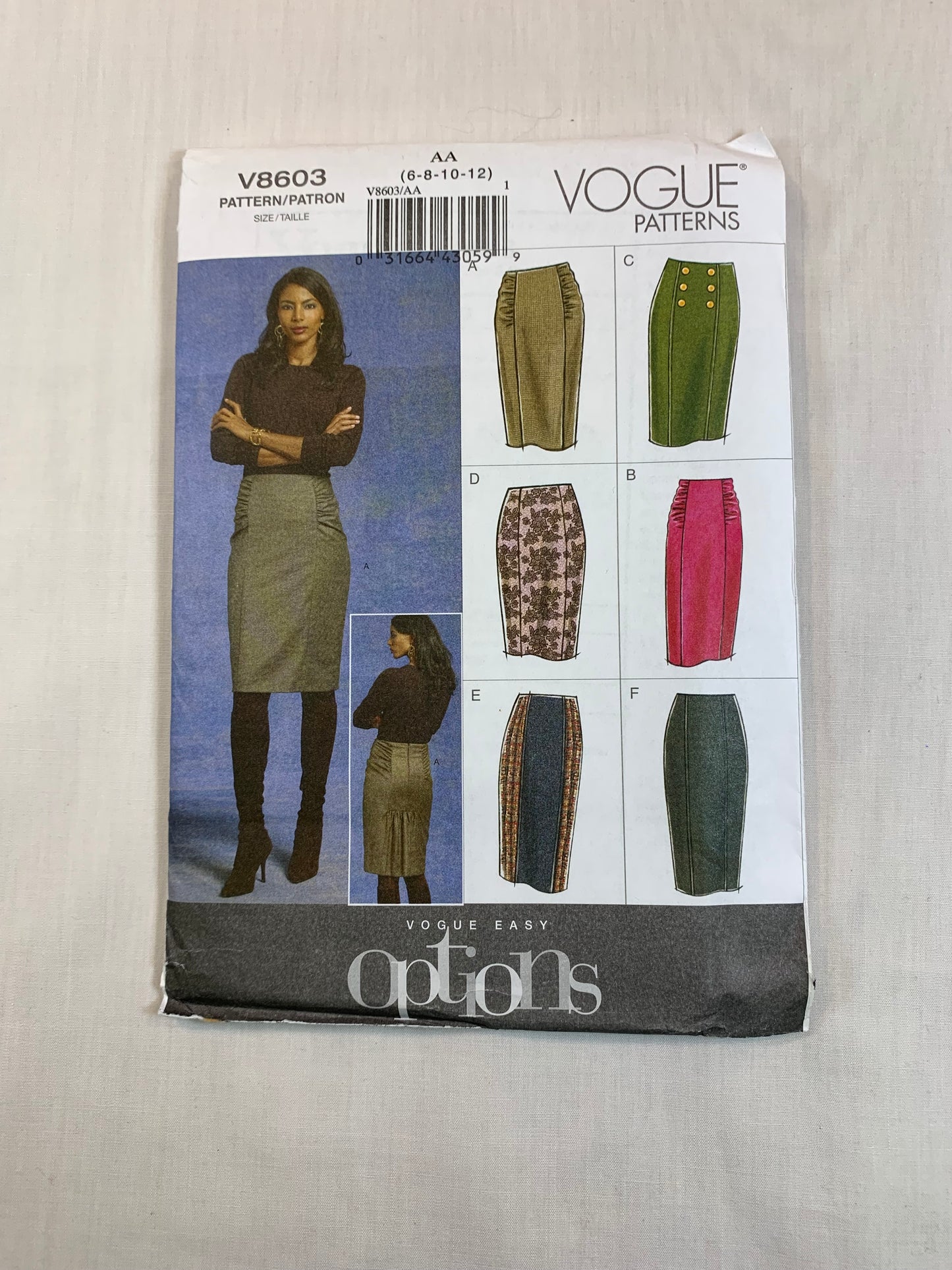Vogue V8603 Misses' Skirts, Size 6-12, Uncut, 2009