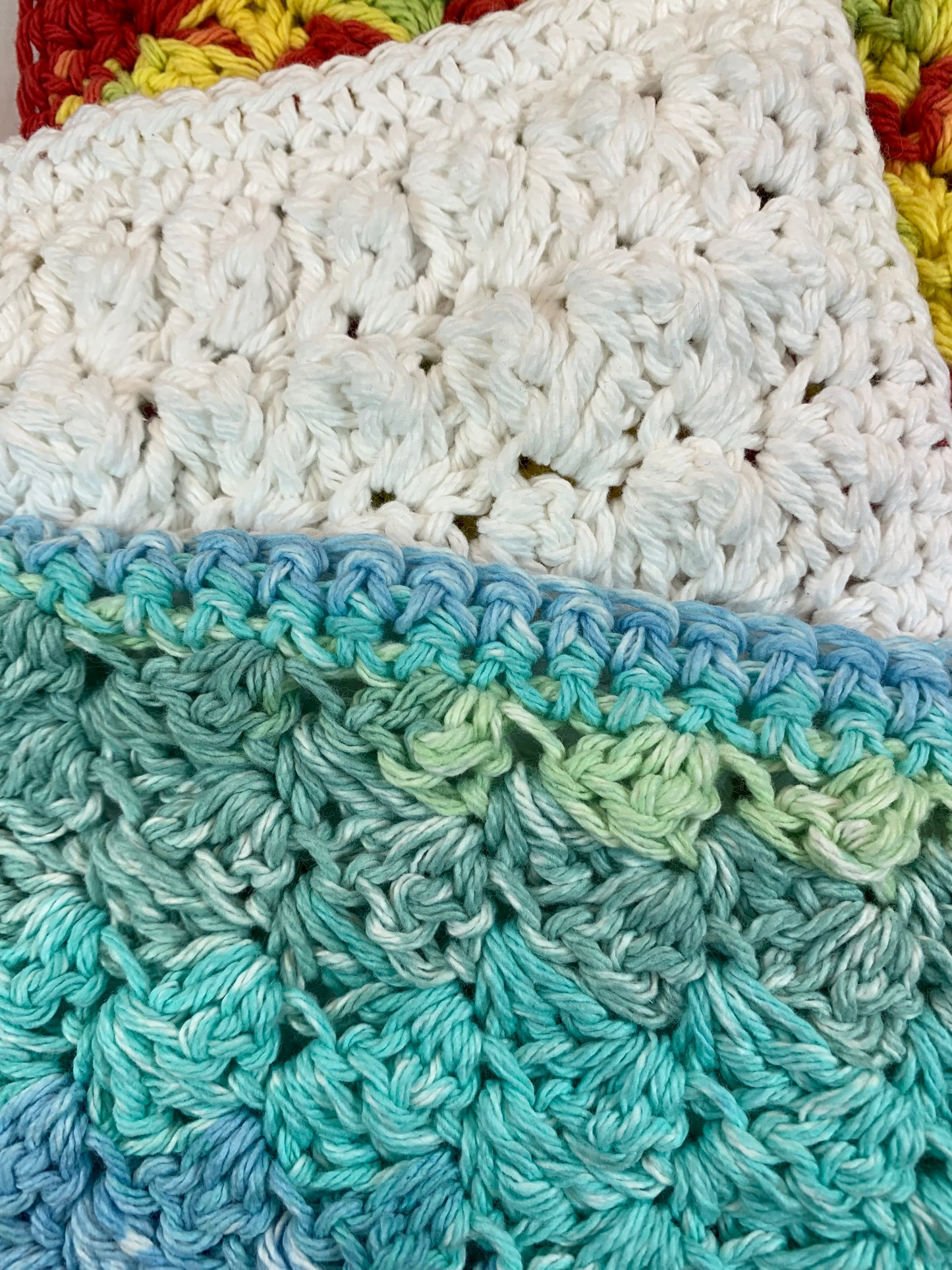 Hand Crocheted Dish Cloths, Multi Colored, Various Sizes, Kitchen Accessory