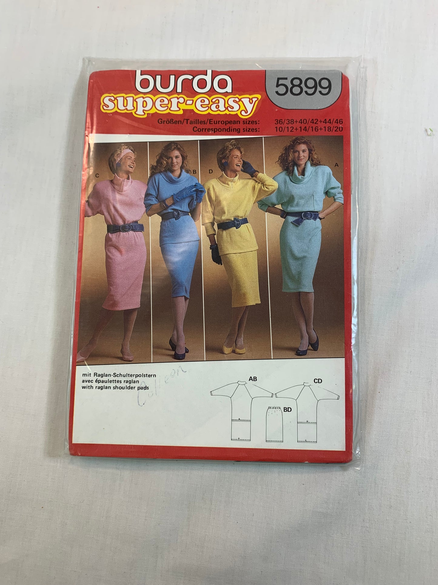 Burda Sewing Pattern 5899 Misses' Dress, Top, Skirt,Pullover, Elastic Waist, Two Lengths, Size 10-20, Uncut, 2000