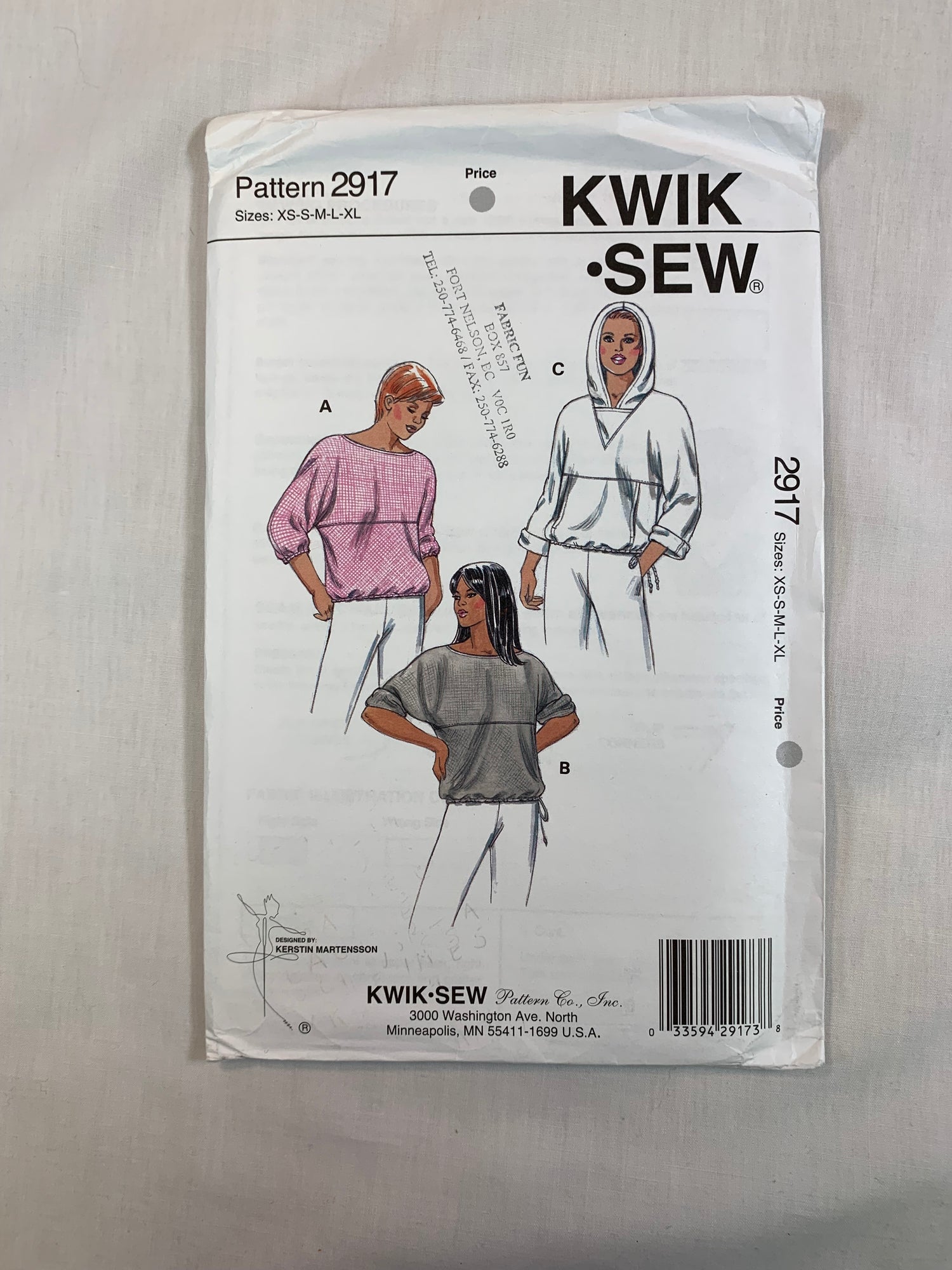 KWIK 2917 Misses' Tops, Size XS-XL, Uncut, 2000
