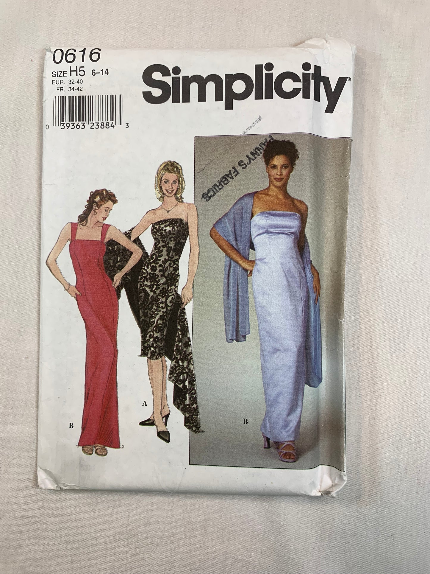 Simplicity Sewing Pattern 0616 Misses'/Miss Petite Fitted Dress, Shawl, Evening, Size 6-14, Cut, Vintage 1999