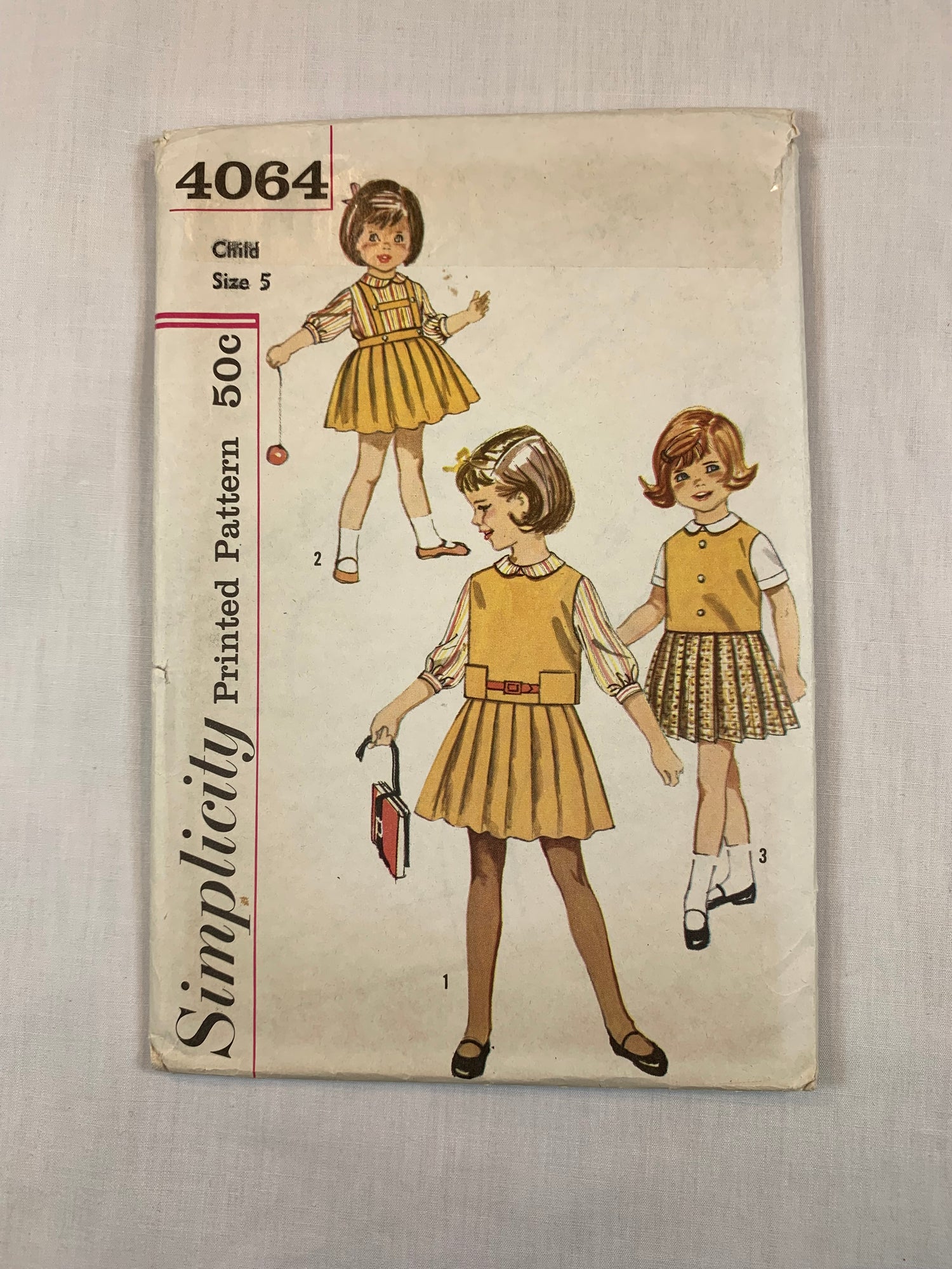 Simplicity 4064 Girls' Tops, Skirt, Size 5, Cut, Vintage 1960
