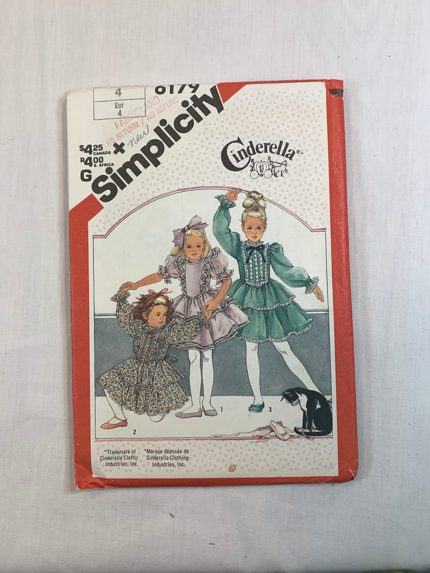 Simplicity 1437 Cinderella, Girls' Dresses, Size 4, Uncut, Vintage 1983