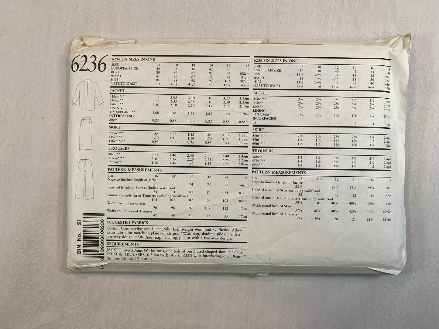Simplicity New Look 6236 Misses' Jacket, Skirt, Pants, Size 8-18, Uncut