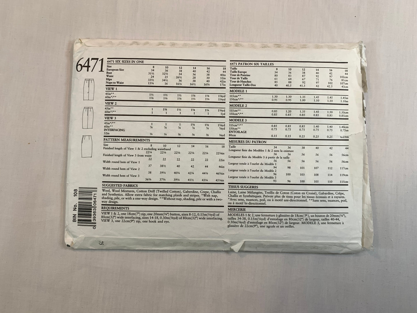 Simplicity 6471 Misses' New Look Skirts, Size 8-14, Cut