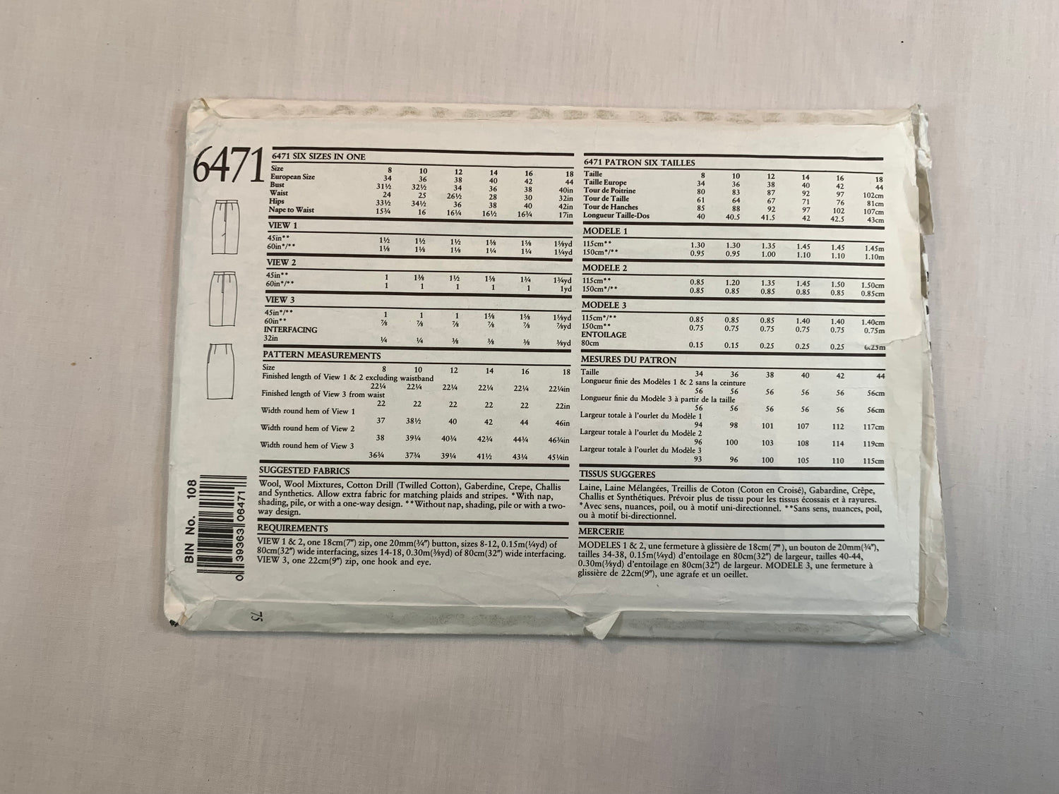 Simplicity 6471 Misses' New Look Skirts, Size 8-14, Cut