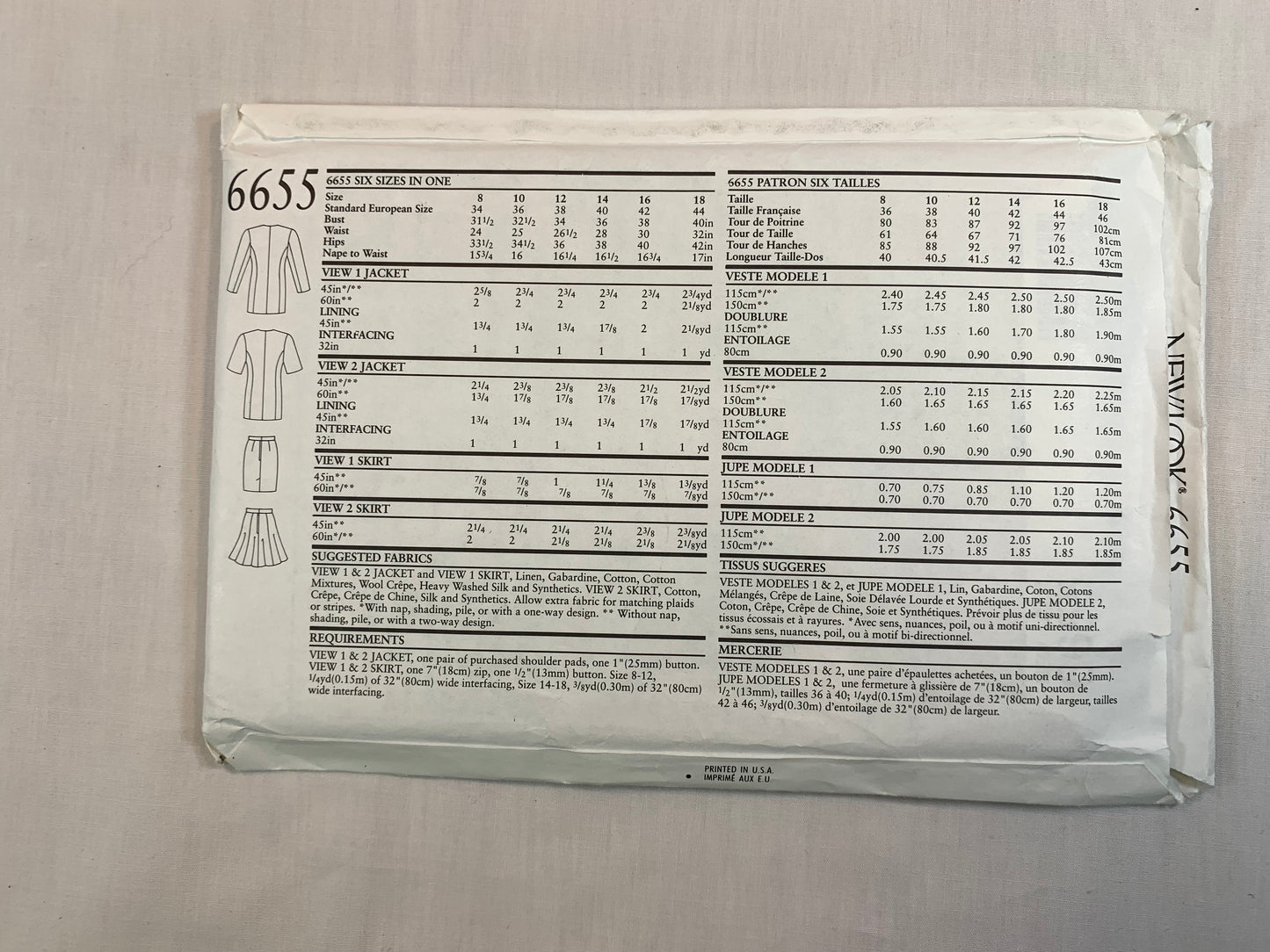 Simplicity New Look 6655 Misses' Jacket, Skirt, Size 8-18, Uncut