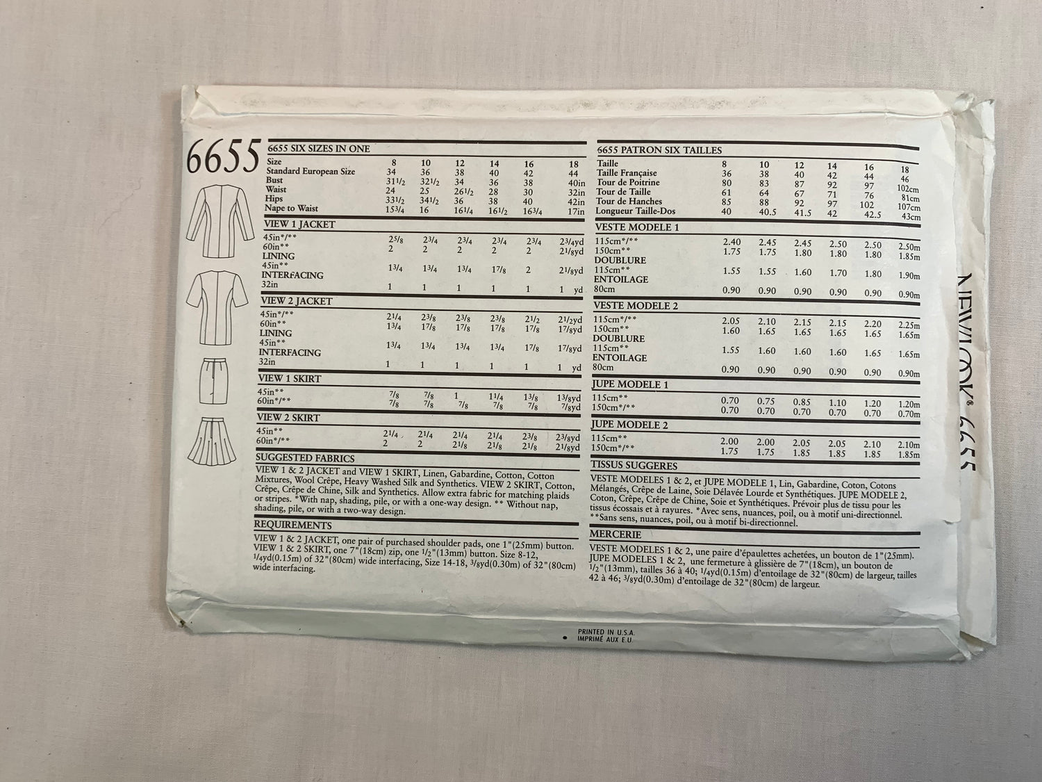 Simplicity New Look 6655 Misses' Jacket, Skirt, Size 8-18, Uncut