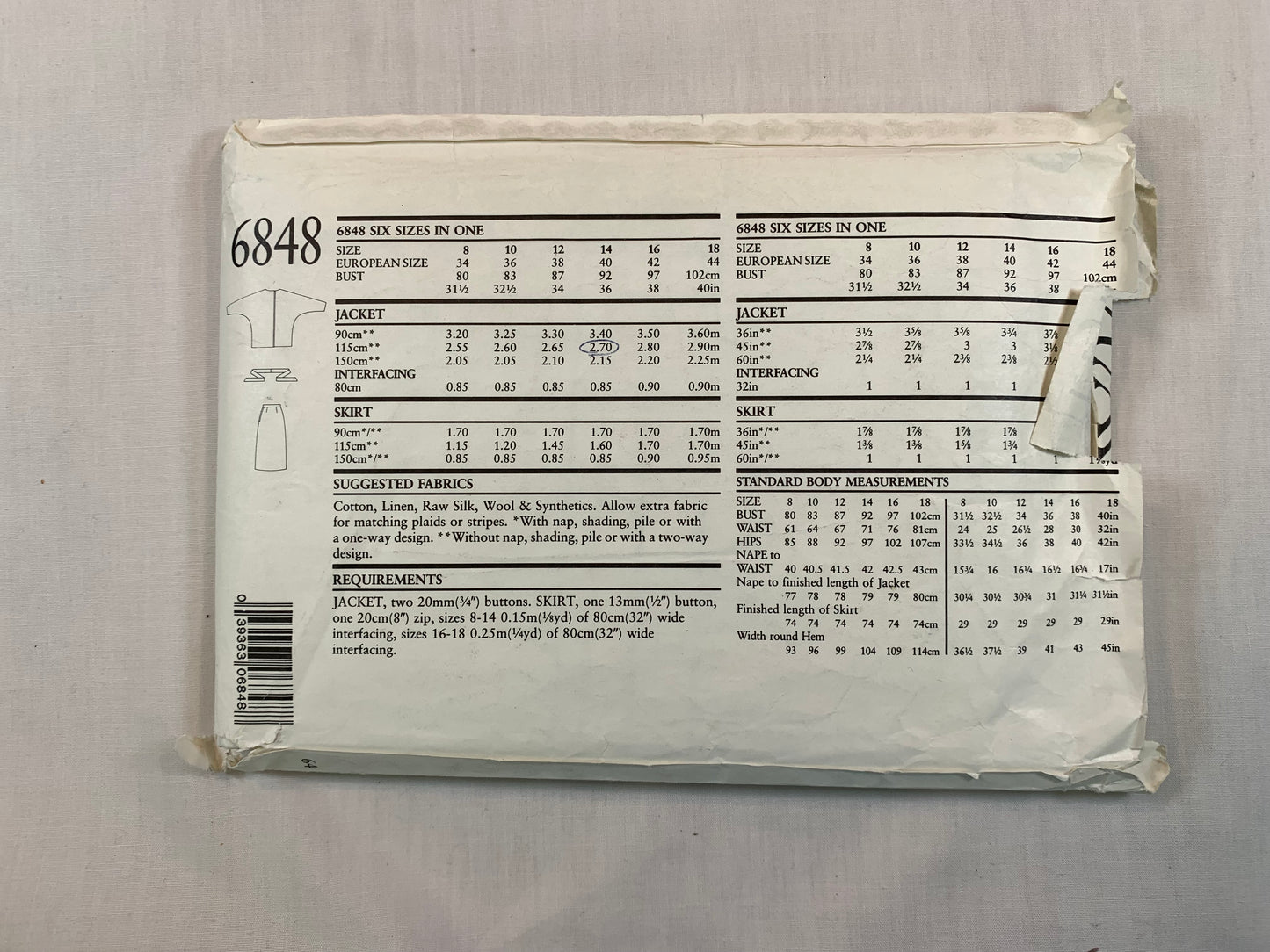 Simplicity 6848 Misses' New Look Skirt, Top, Size 8-14, Cut