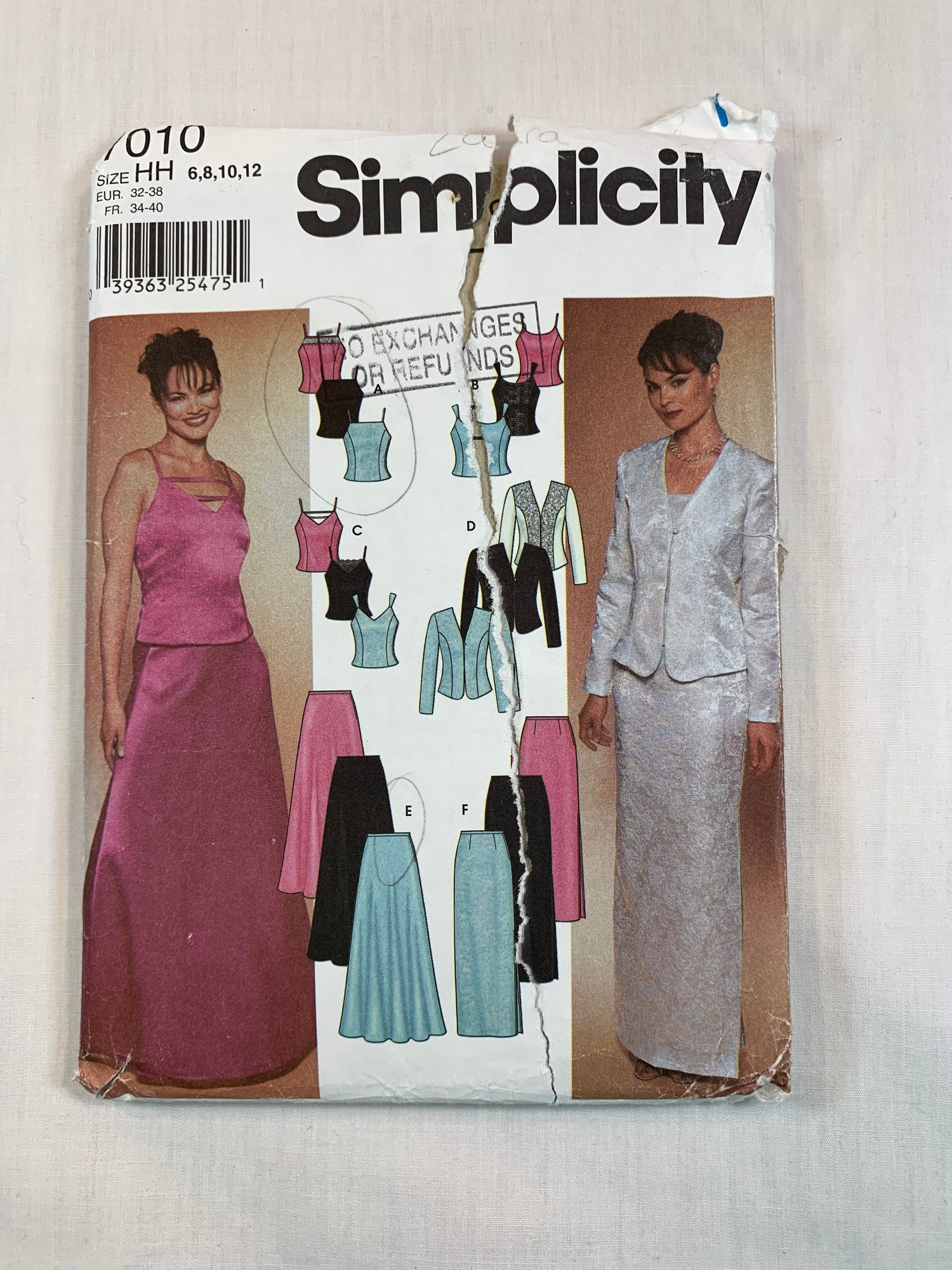 Simplicity 7010 Misses' Jacket, Top, Skirt, , Size 6-12, Cut