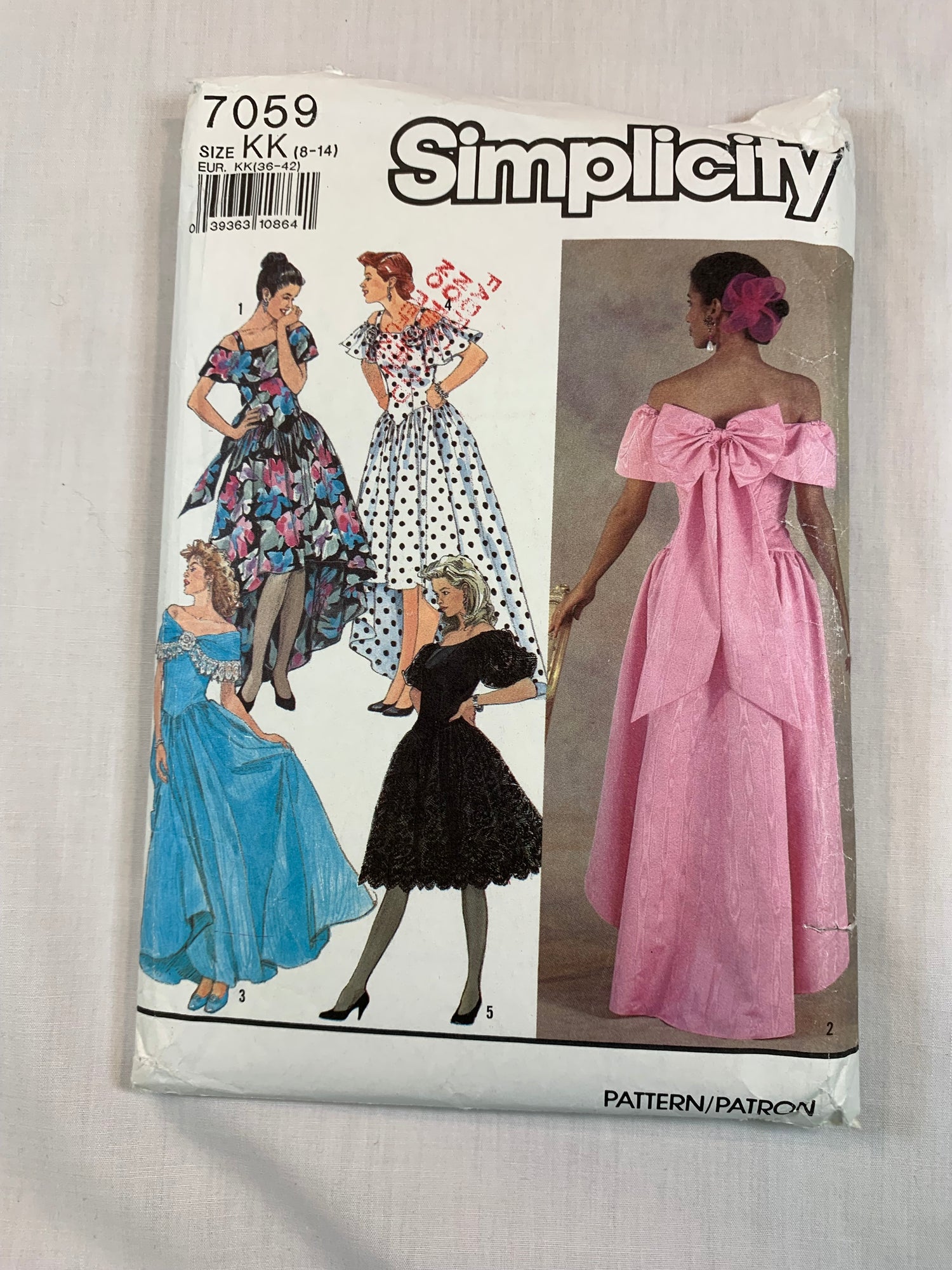 Simplicity 7095 Misses' Dress, Size 4-14, Cut, Vintage 1990
