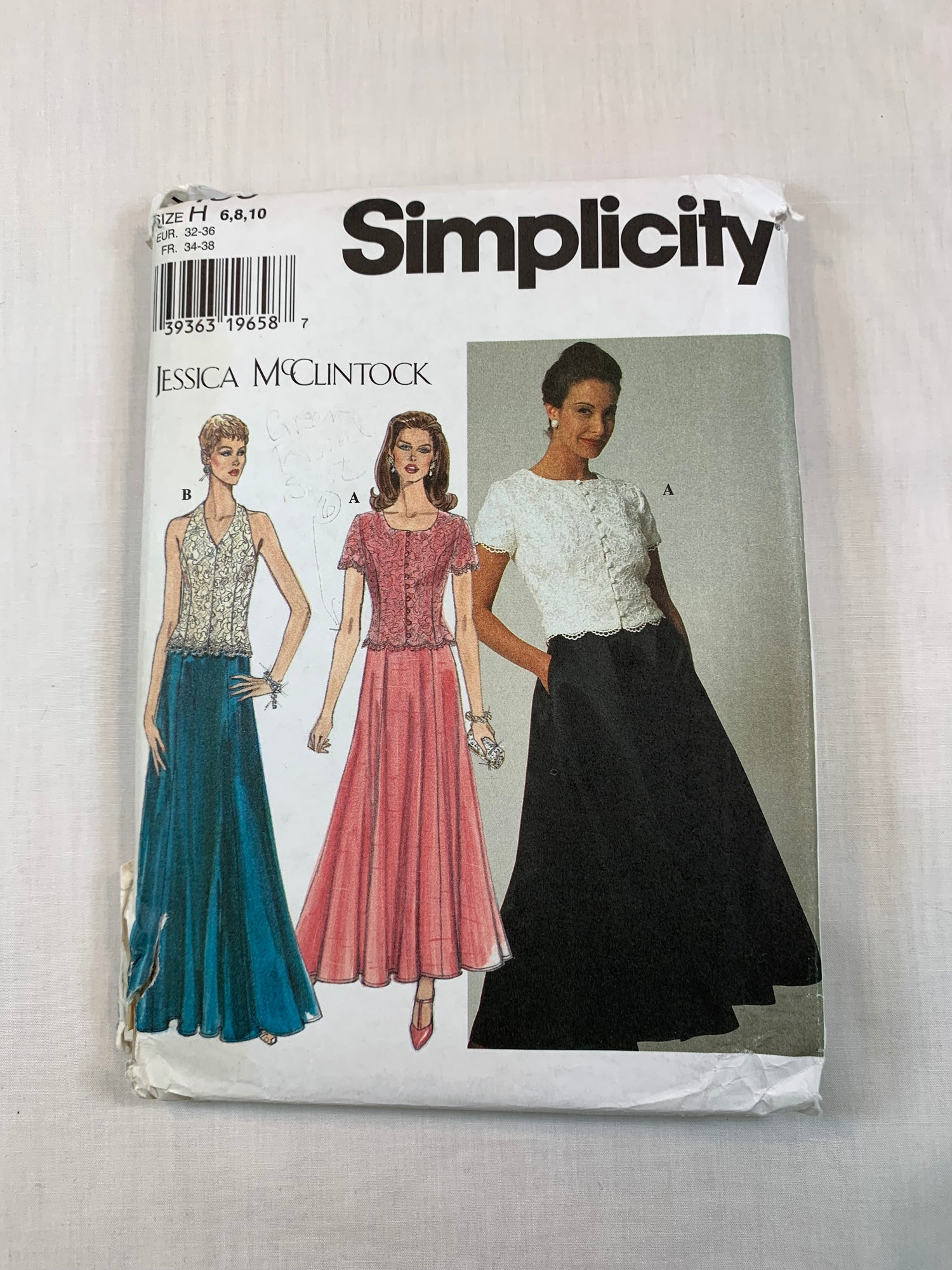 Simplicity Sewing Pattern 7436 Misses' Dress, Top, Skirt, Princess Seams, Pockets, Zipper Back, Size 6, Cut, Vintage 1996