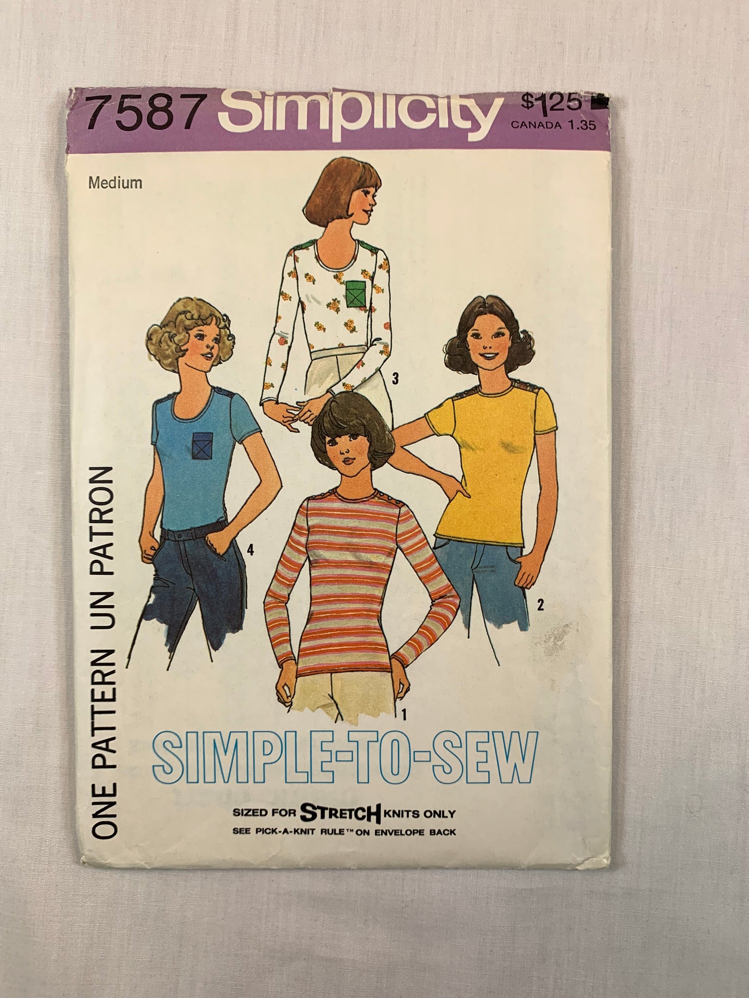 Simplicity 7587 Misses' Top, Shirt, Size 12-14 Cut, Vintage 1976