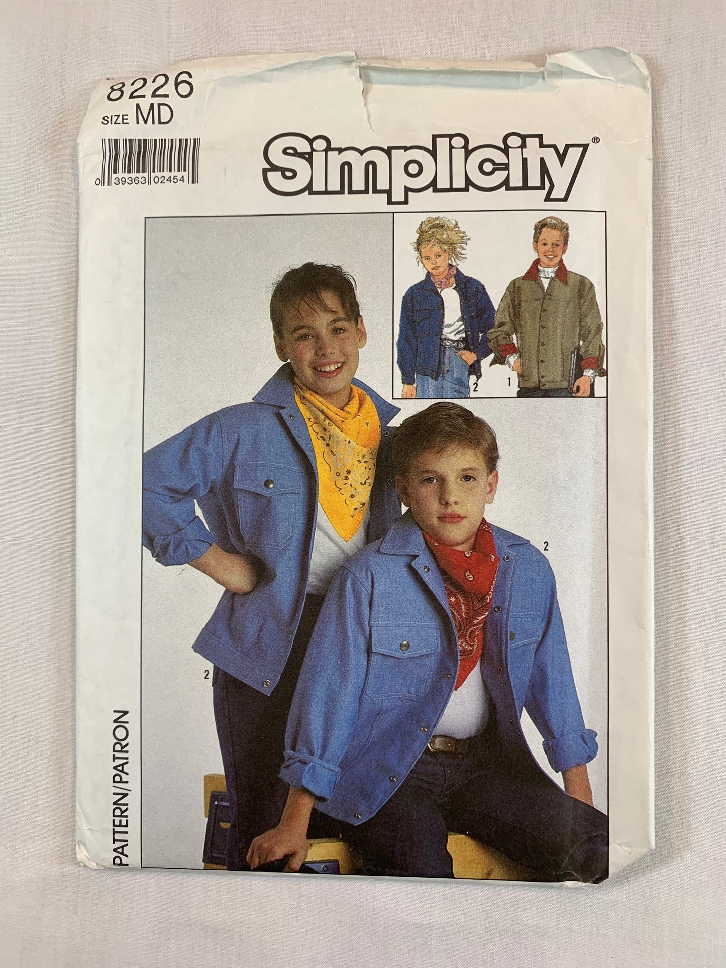 Simplicity 8226 Child's, Boys', Girls' Unlined Jacket, Size 27"-28 1/2"" Chest,, Cut, Vintage 1987