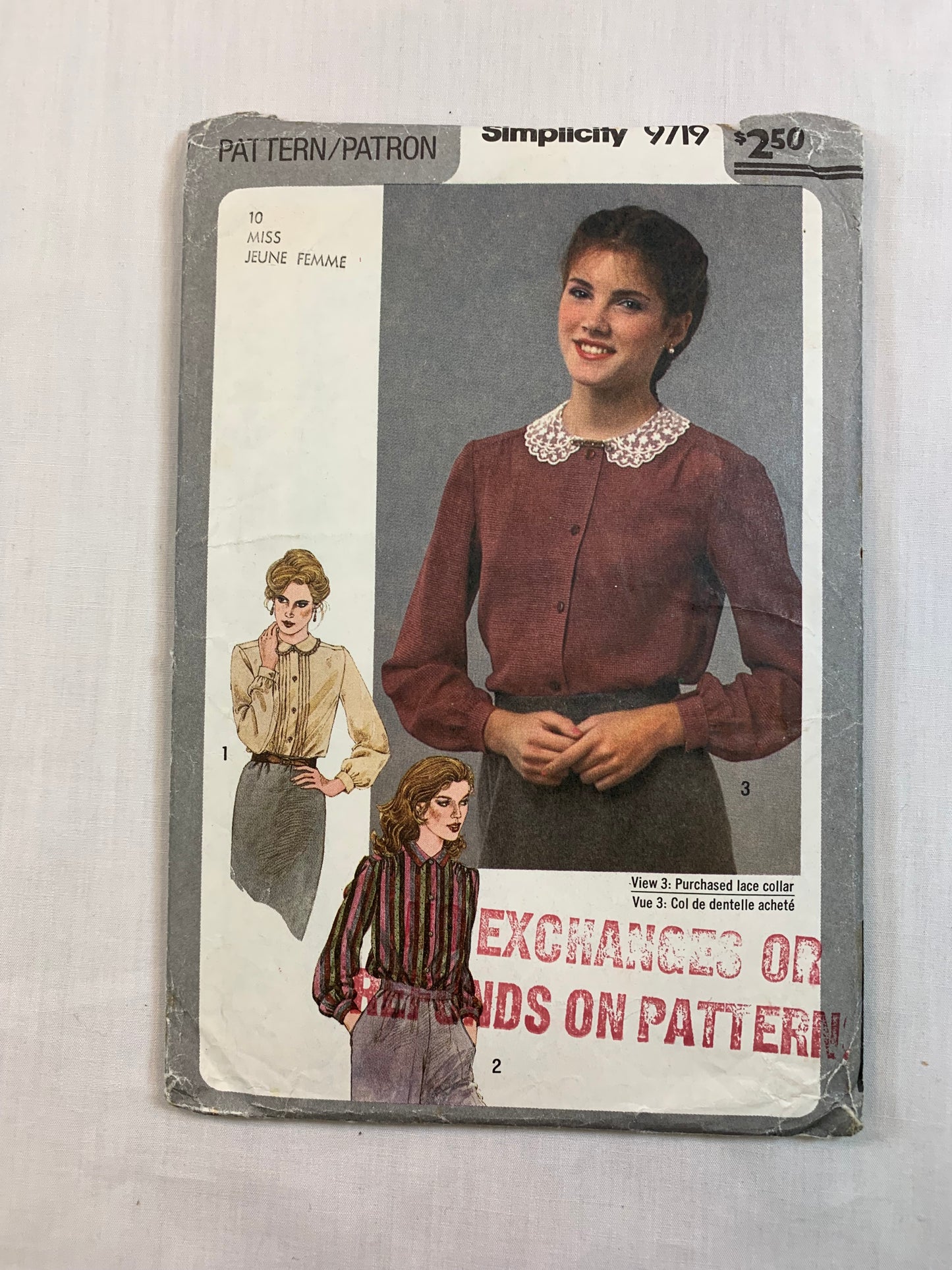 Simplicity 9719 Misses' Blouses, Size 10, Cut, Vintage 1980