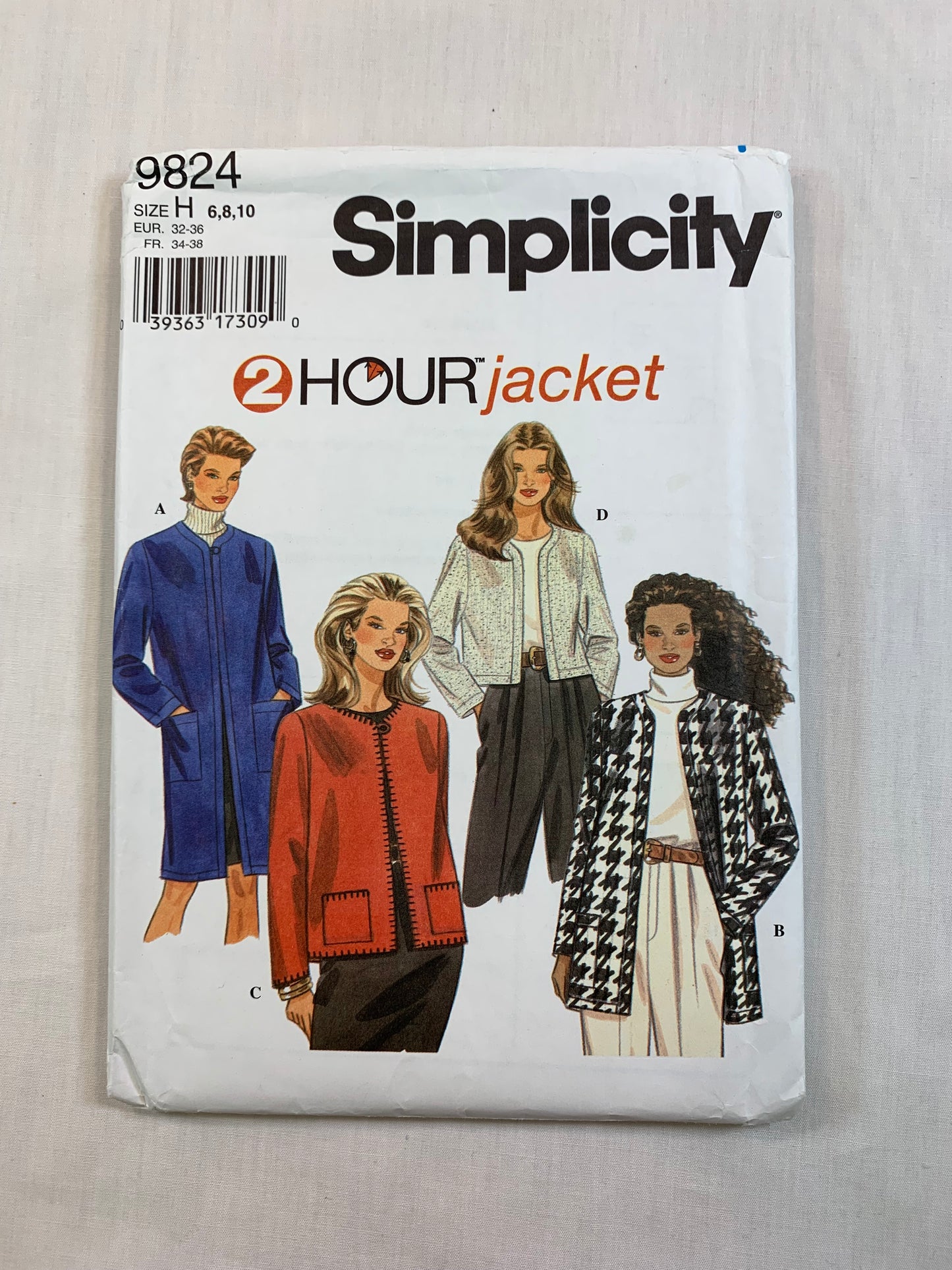 Simplicity 9824 Misses' Unlined Jackets, Size 6, Cut, Vintage 1995
