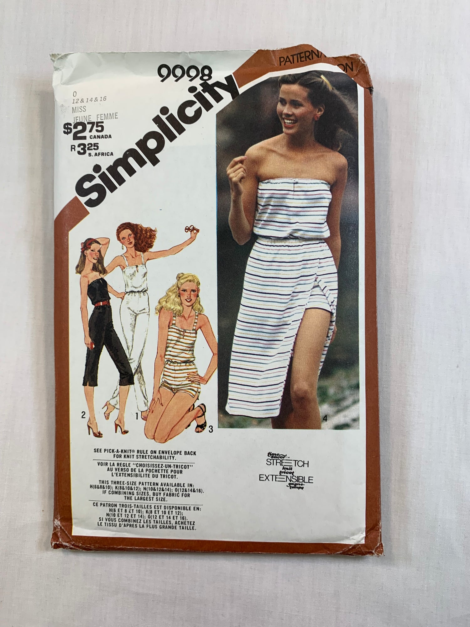 Simplicity 9998 Misses' Jumpsuit, Front Wrap Skirt, Size 12-16, Uncut, Vintage 1981