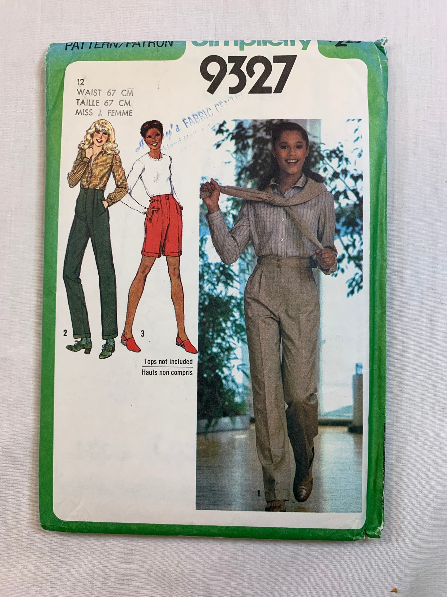 Simplicity 9327 Misses' Shorts, Pants, Size 12, Cut, Vintage 1979