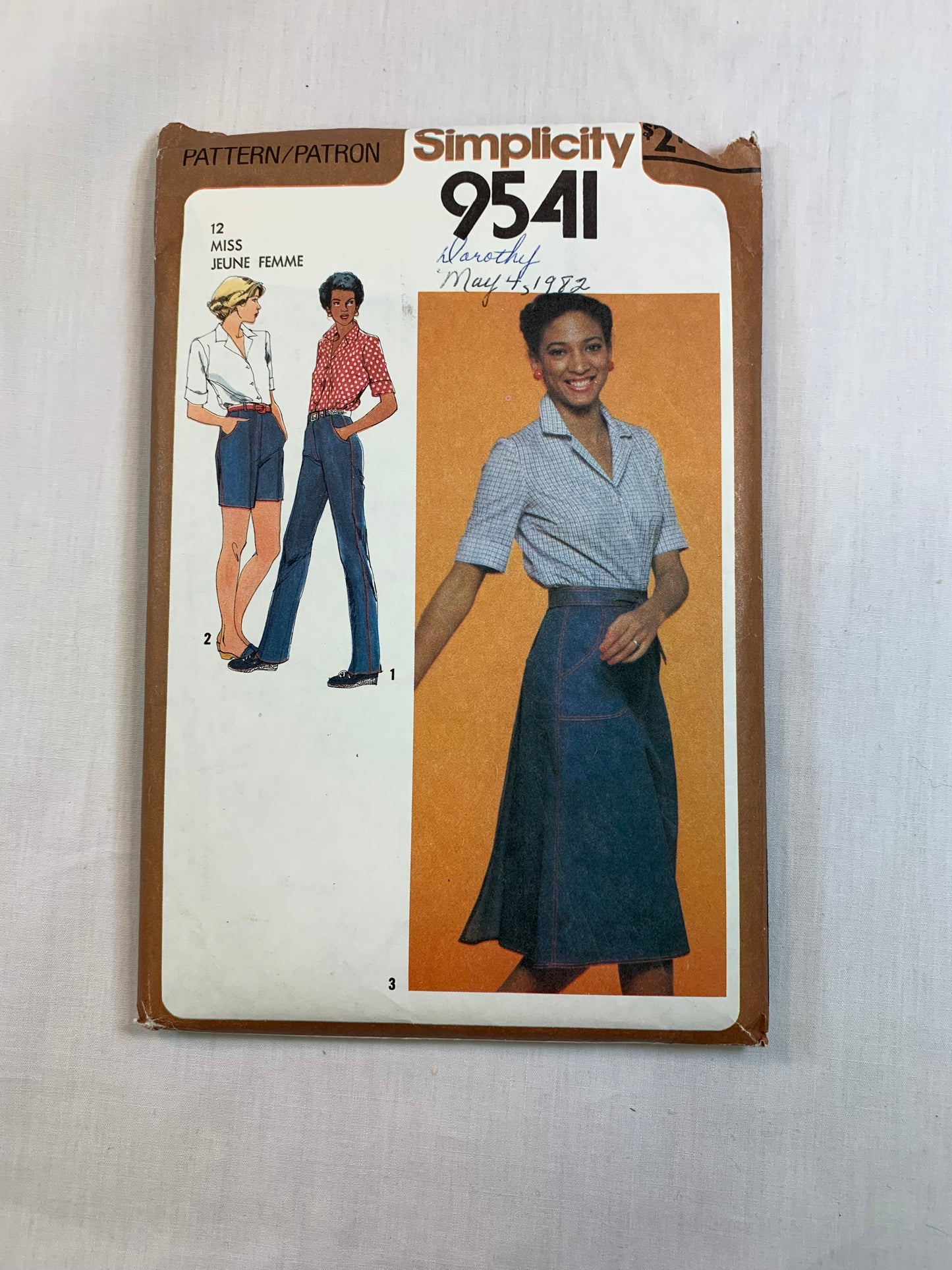 Simplicity 9541 Misses' Back Wrap Skirt, Pants, Shorts, Shirt, Size 12, Cut, Vintage 1980