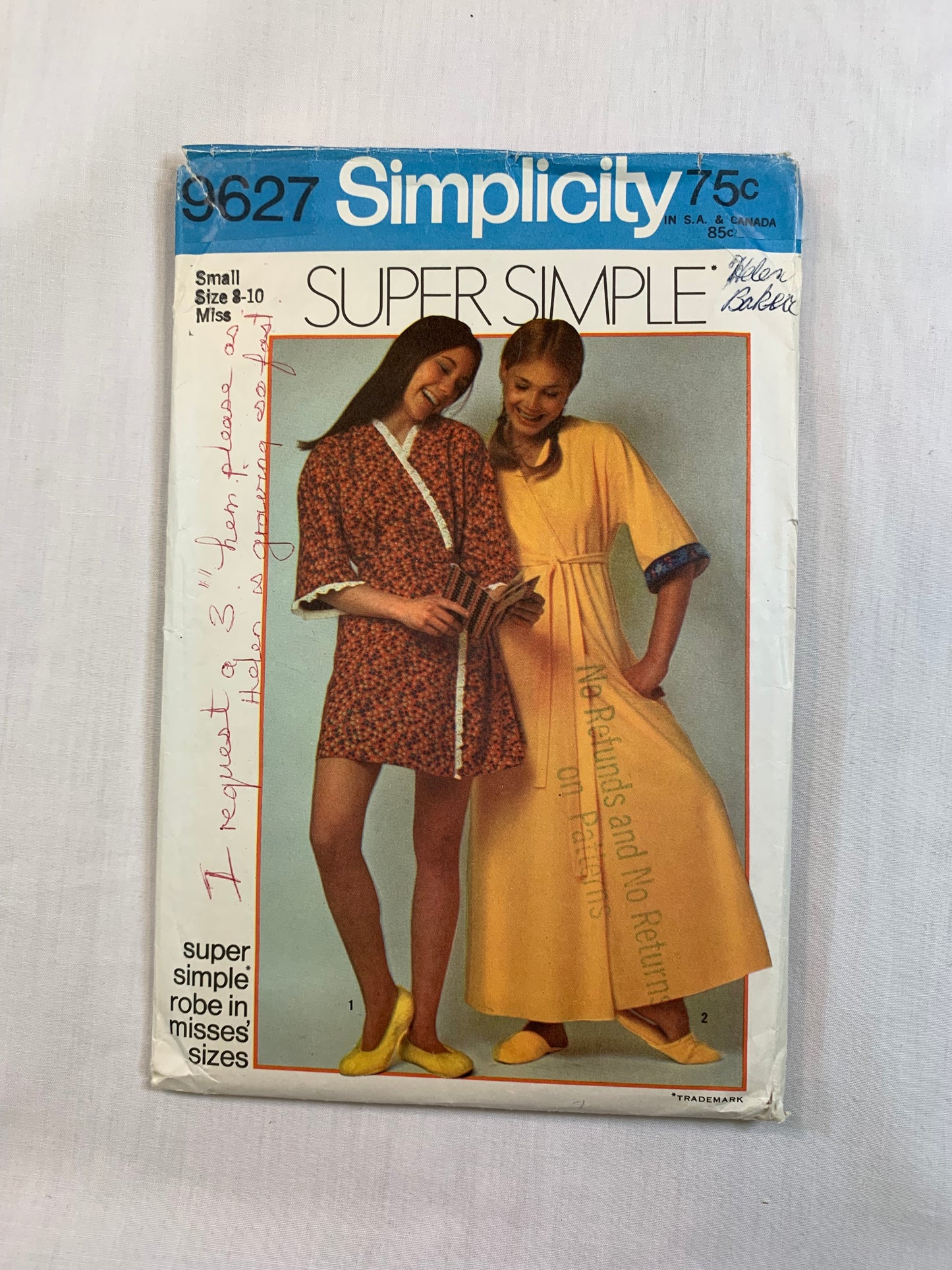 Simplicity 9627 Misses' Robe, Housecoat, Size 8-10 Cut, Vintage 1971