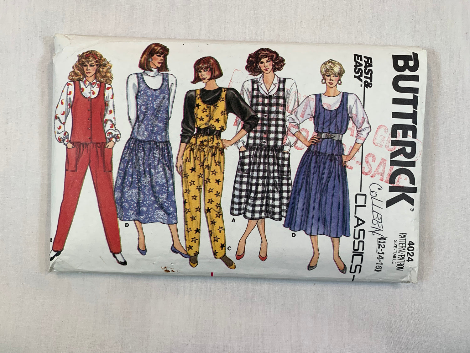 Butterick 4024 Misses' Jumpsuit, Jumper, Size 12, Cut, Vintage 1986