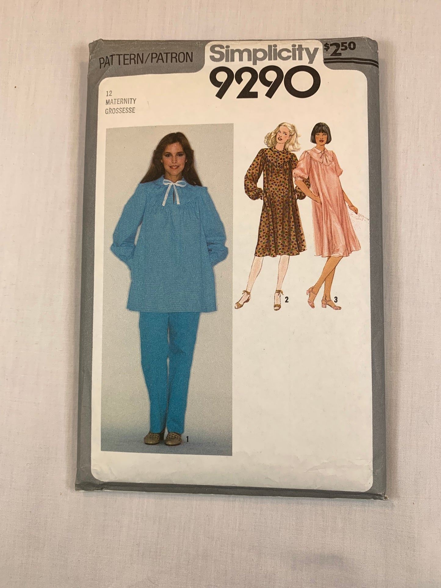 Simplicity 9290 Misses' Maternity Tops, Smock Dress, Pants, Size 12, Cut, Vintage 1979