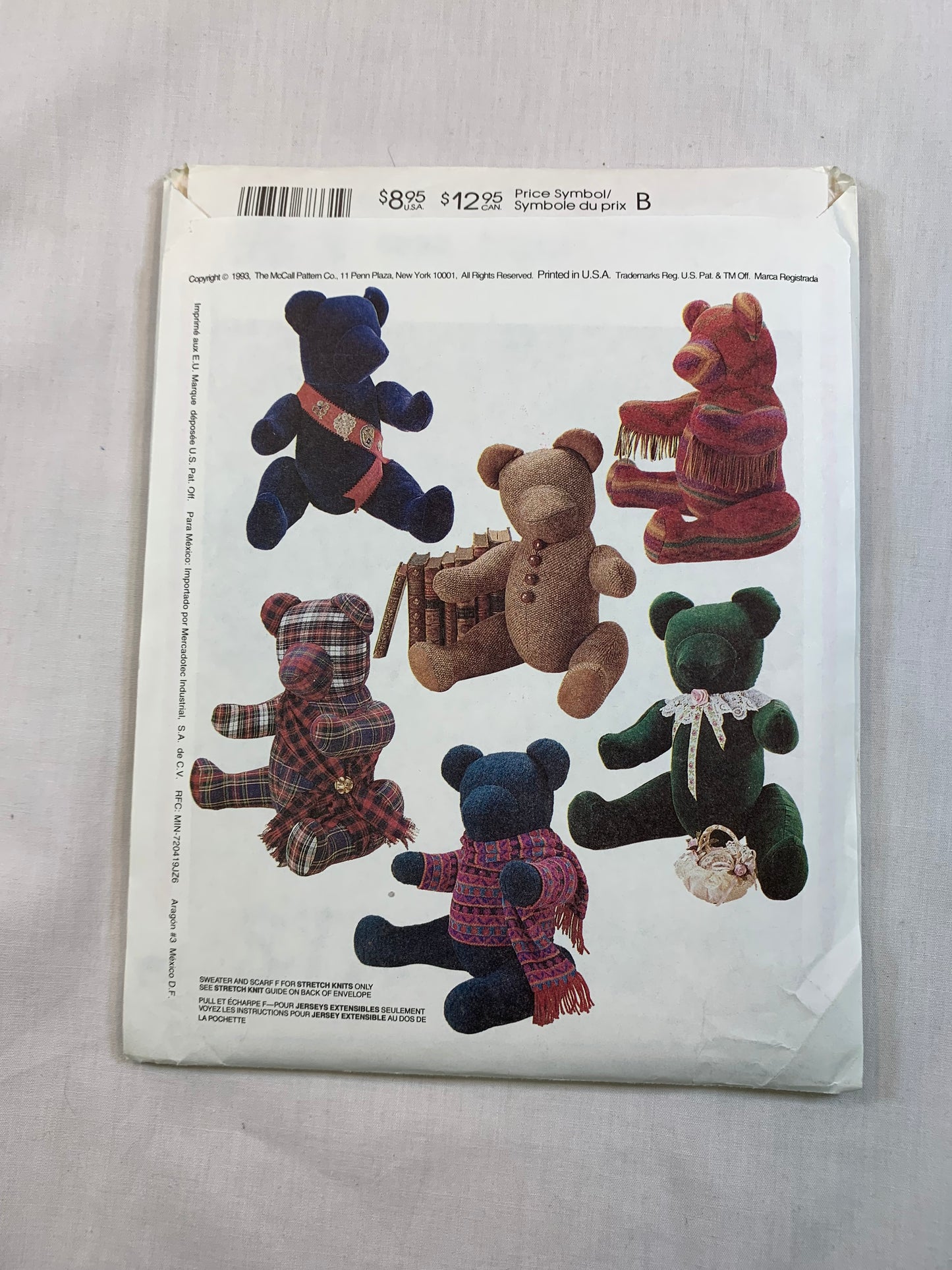 McCall's Crafts 6833 Stuffed Bears Six Variations, Vintage 1993