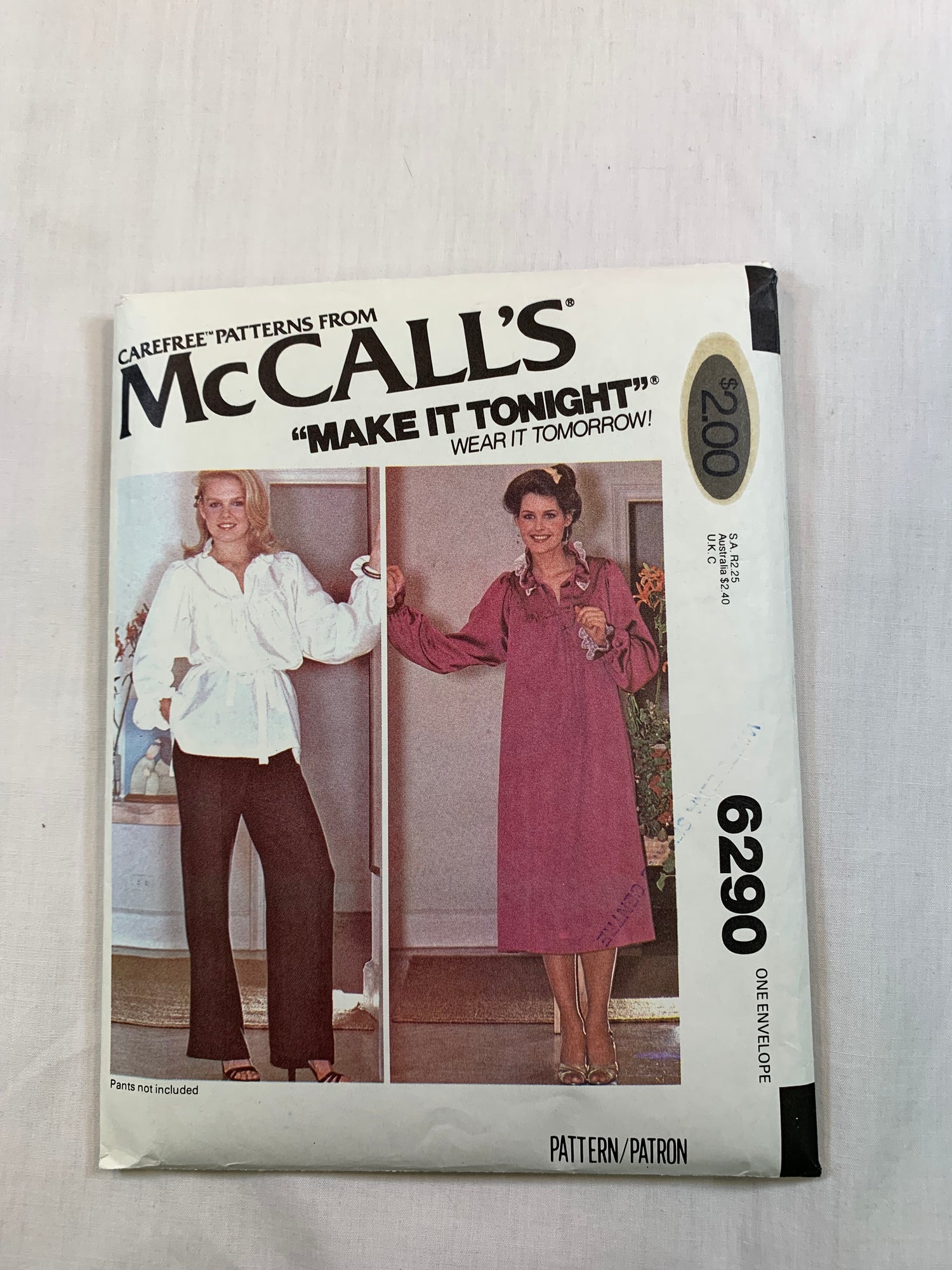 McCall's 6290 Misses' Dress, Top, Size 6-24, Cut, Vintage 1978