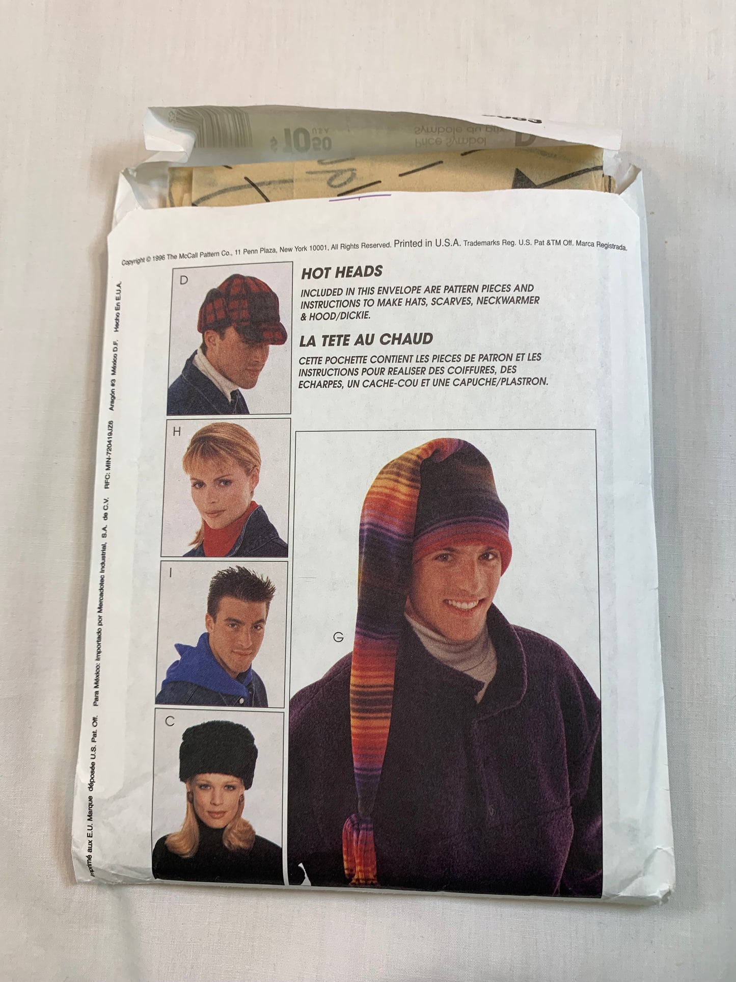 McCall's 9063 Misses' Fashion Accessories, Hats, Hood, Scarves, Neckwarmer, Dickie, Cut, Vintage 1996