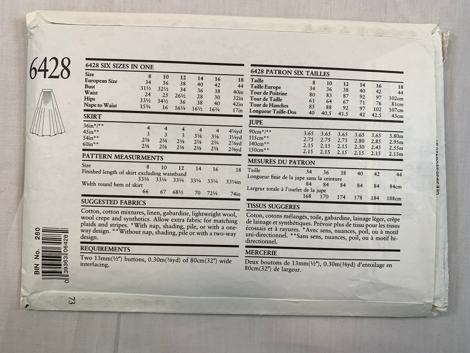 Simplicity New Look 6428 Misses' Skirts, Size 8-18, Uncut