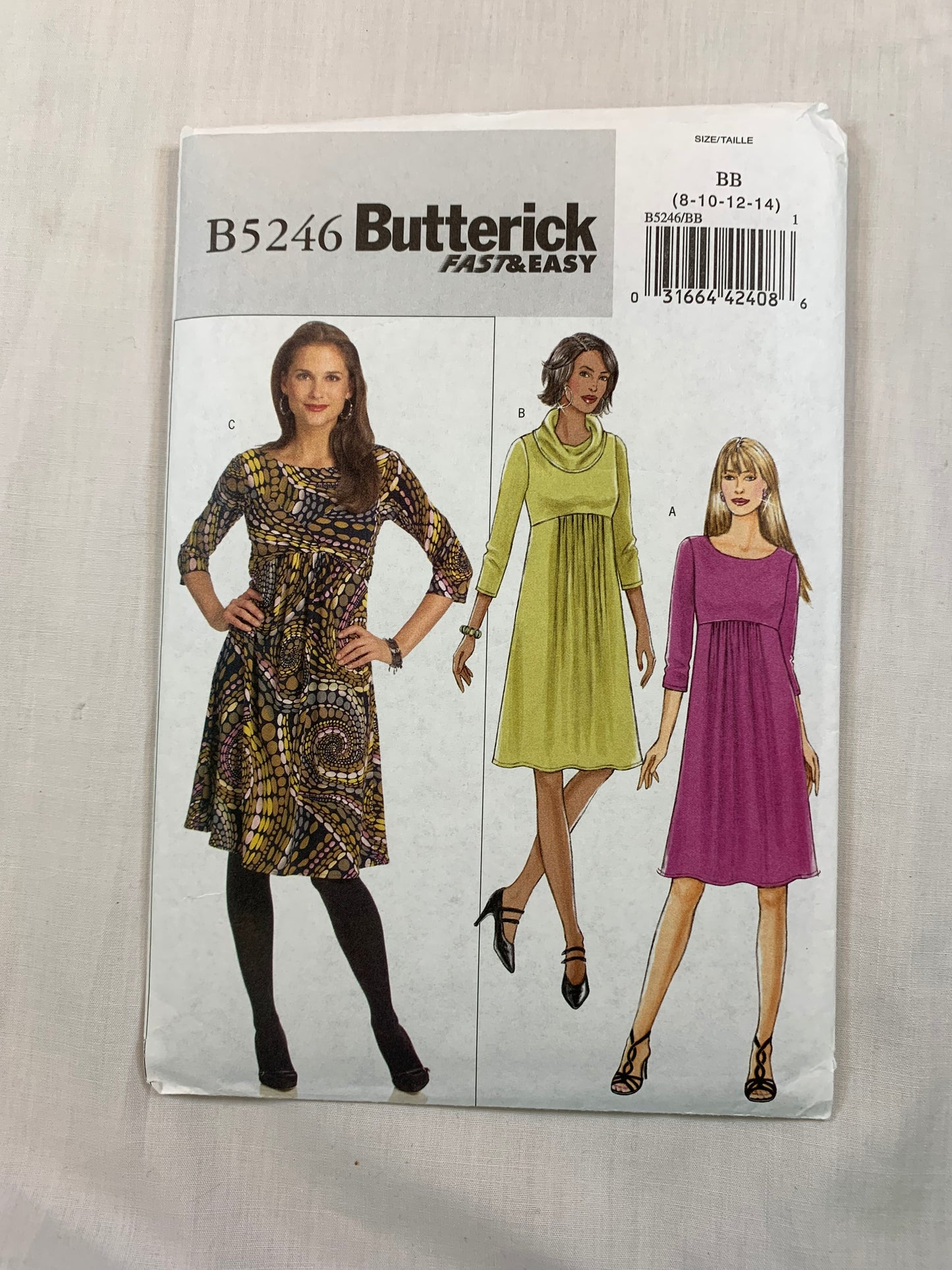 Butterick B5246 Misses' Dress Size 8-12, Cut, 2008