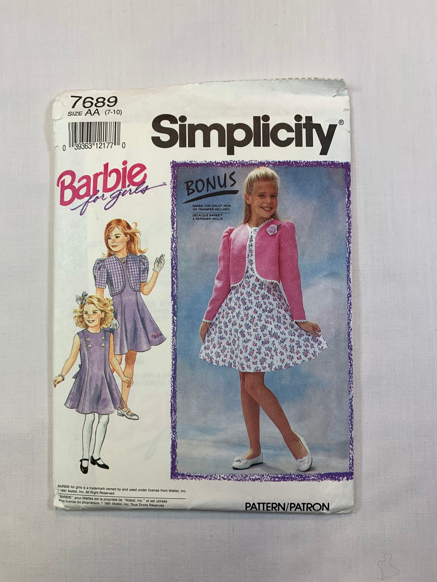 Simplicity Barbie 7689 Girls' Dress, Jacket, Size 7-10, Cut