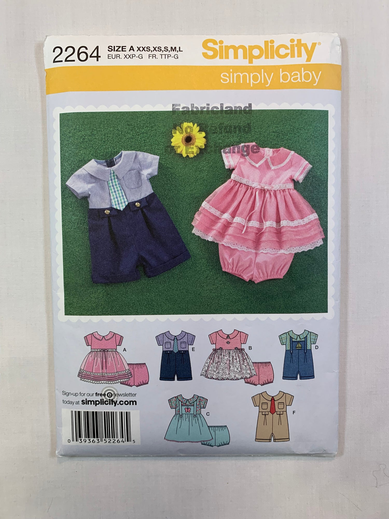 Simplicity Sewing Pattern 2264 Babies, Infants, Dress, Romper, Panties, Size 7-24 Pounds, Cut, 2010