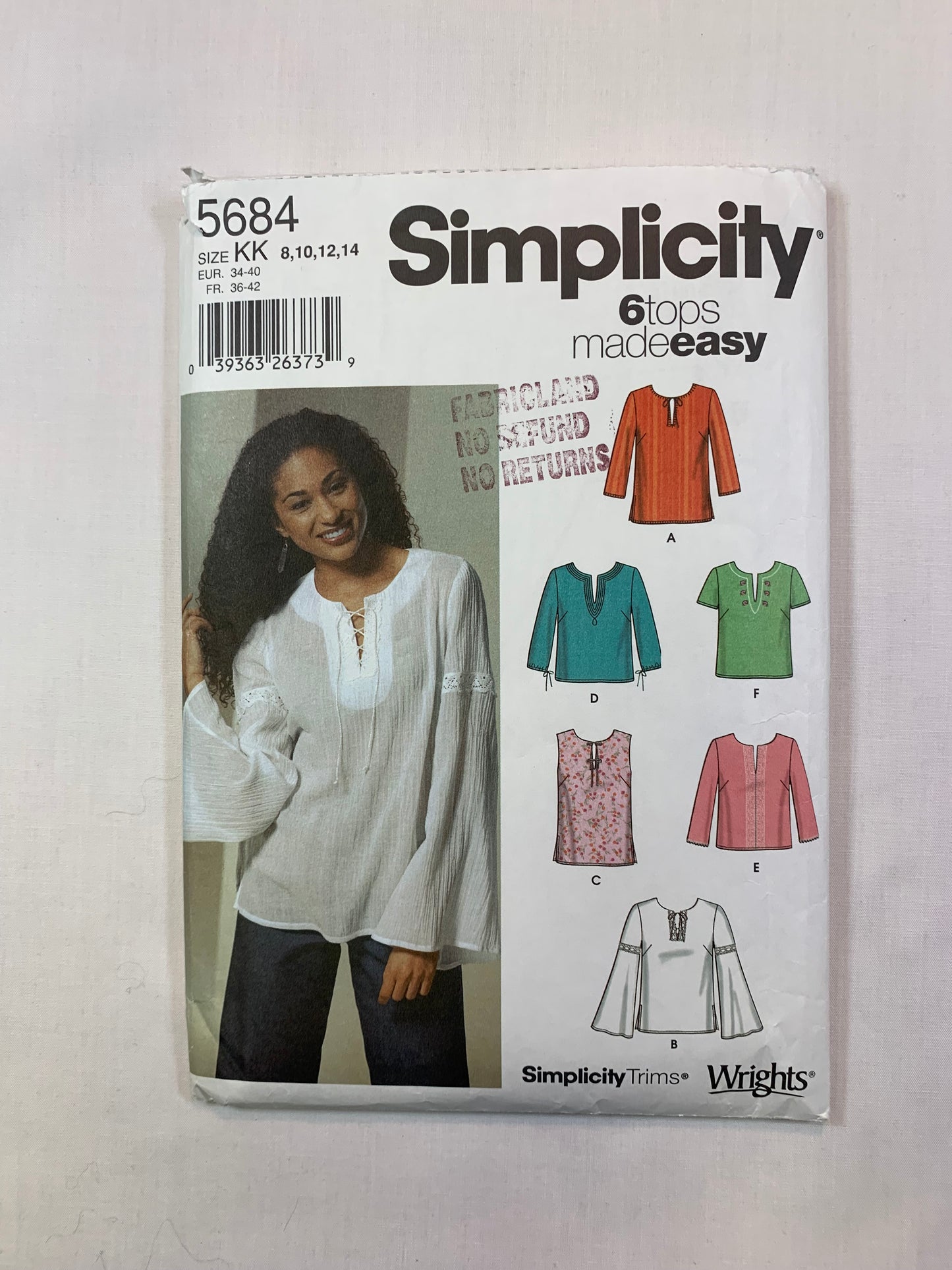 Simplicity 5684 Misses' Pullover Tunic, Size 8-14, Cut, 2003