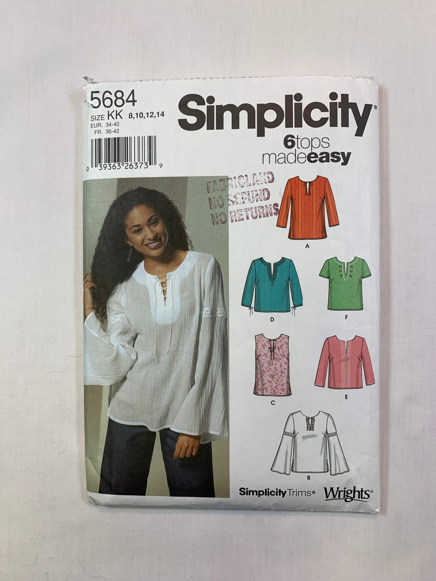 Simplicity 5684 Misses' Pullover Tunic, Size 8-14, Cut, 2003