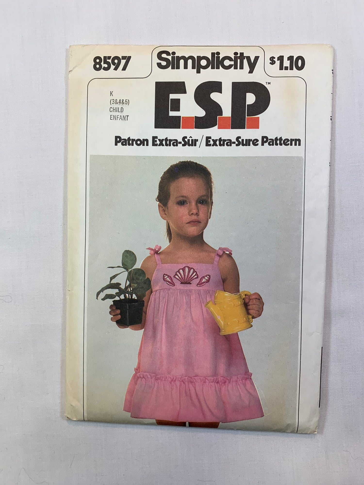 Simplicity Sewing Pattern 8597 Girls' SunDress, Sleeveless, Size 3-4, Cut, Vintage 1978