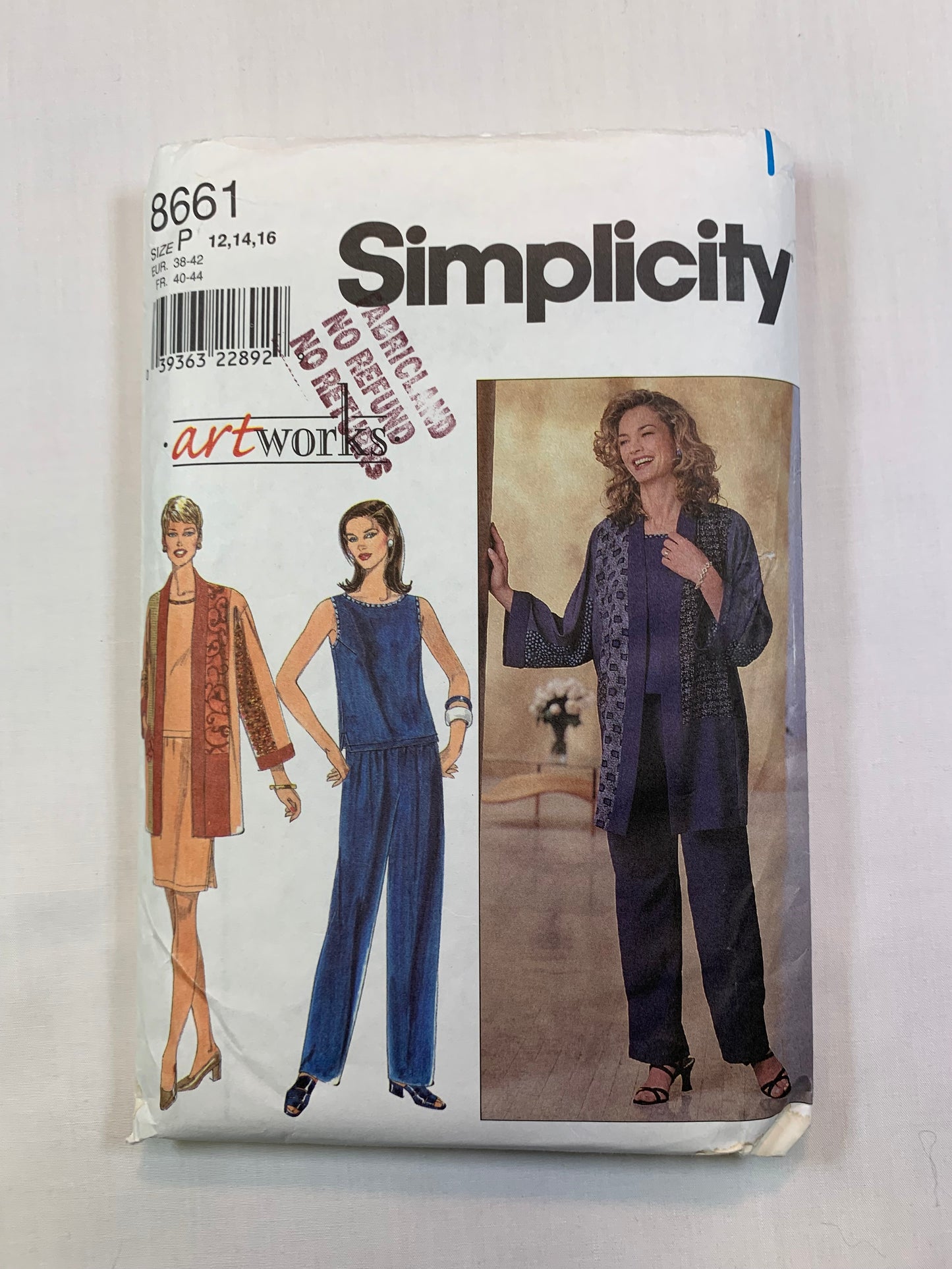 Simplicity 8661 Misses' Jacket, Top, Skirt, Pants, Size 12-16, Cut