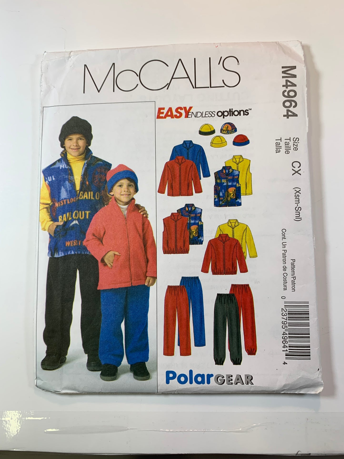 McCall's M4964 Children's, Boys' Jacket, Vest, Pants, Hat. Size 3-6, Uncut, 2005
