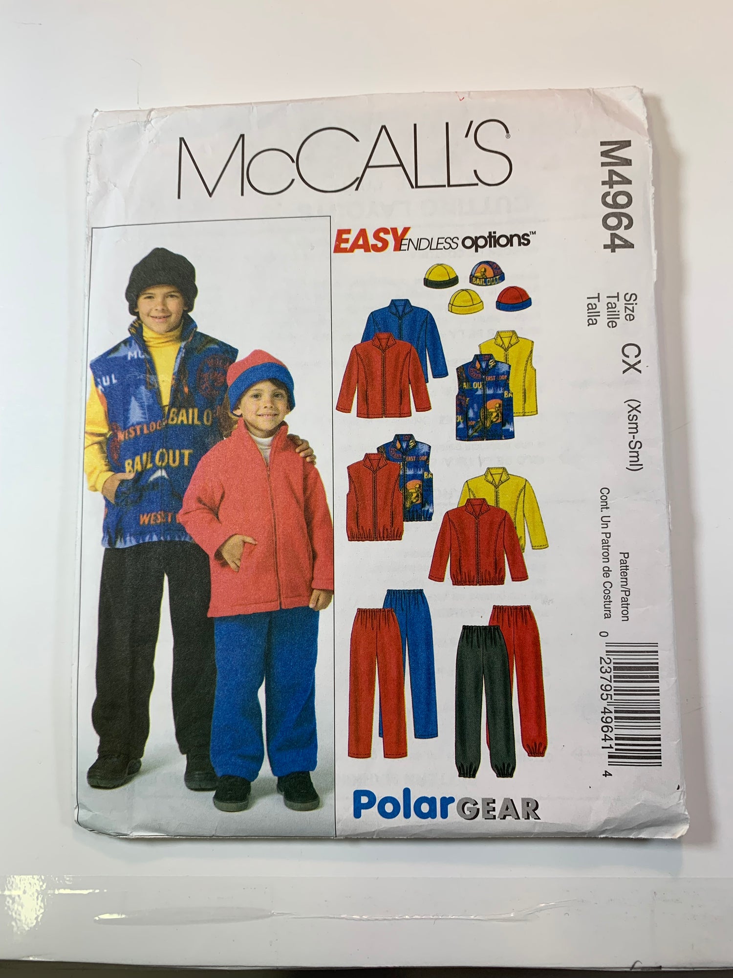 McCall's M4964 Children's, Boys' Jacket, Vest, Pants, Hat. Size 3-6, Uncut, 2005